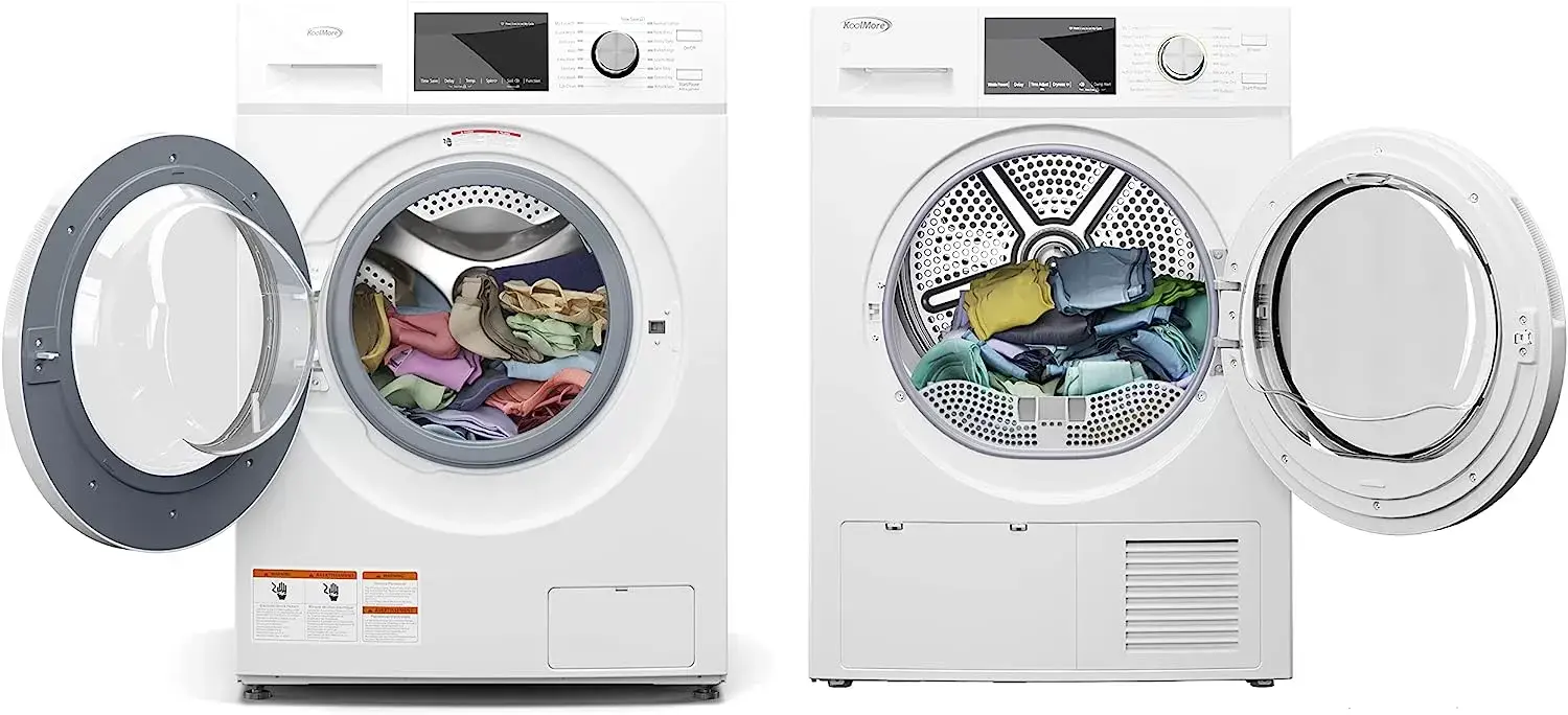 KoolMore FLW-3CWH Front Load Machine, 2.7 Cu. Ft, Space Saving Unit with 20-Minute Quick, 12 Washing Cycles, Quiet Inverter Motor [120V],