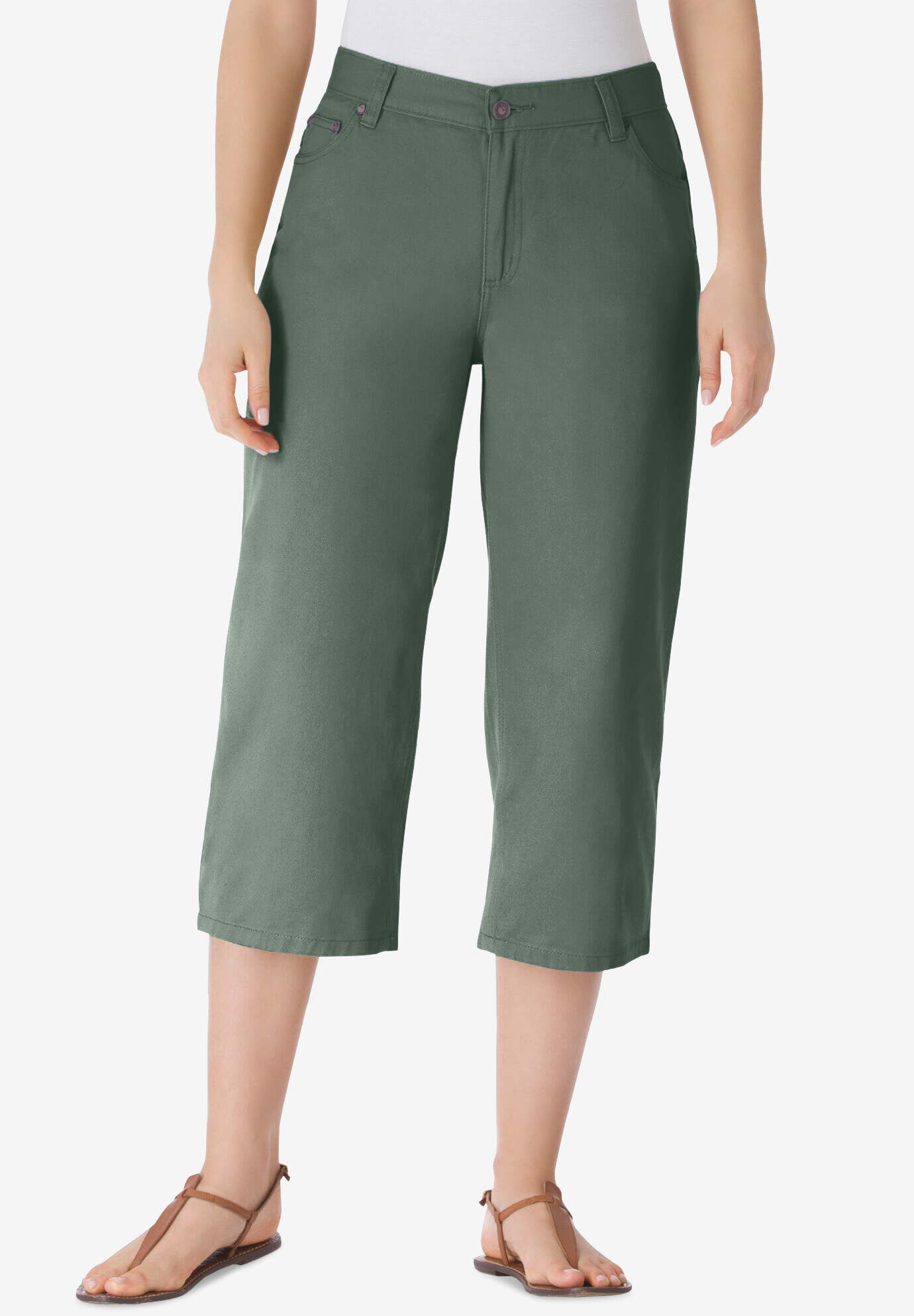 Perfect 5-Pocket Relaxed Capri With Back Elastic