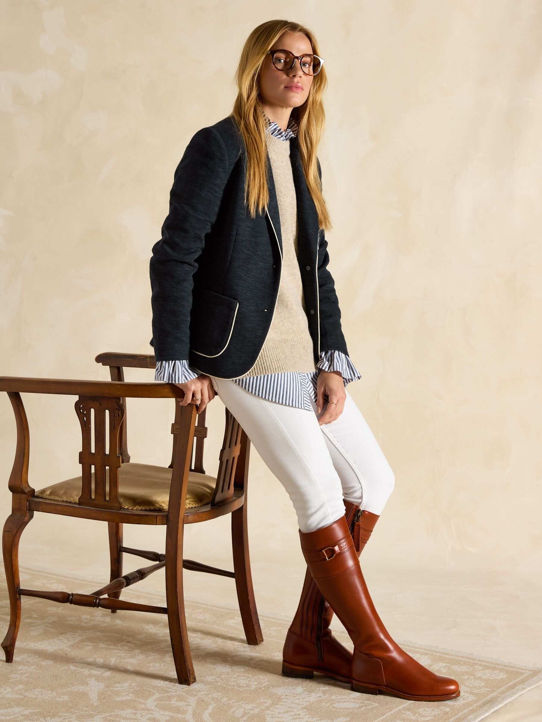 Joules X Spanish Boot Co. Chestnut Brown Leather Boots