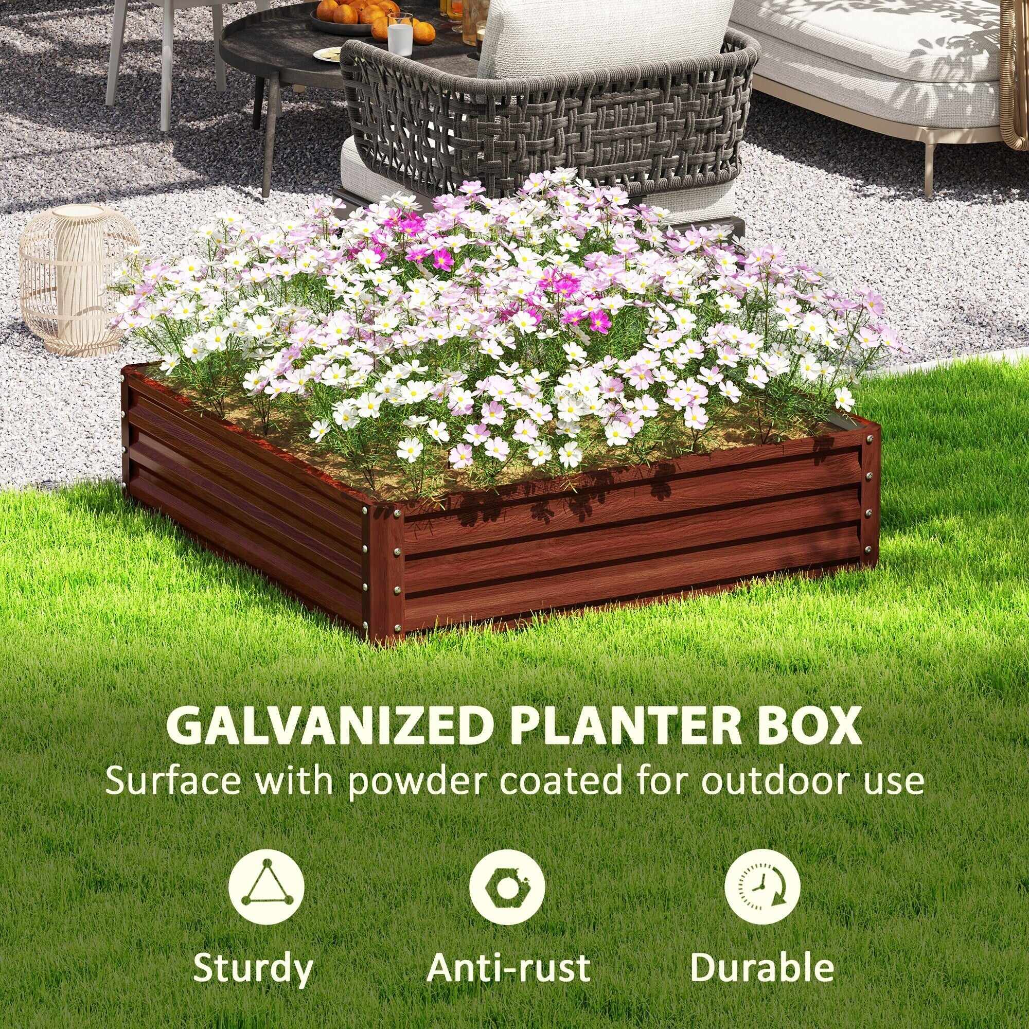 Outsunny Raised Garden Bed Box with Weatherized Steel Frame for Vegetables, Flowers, Plants and Herbs