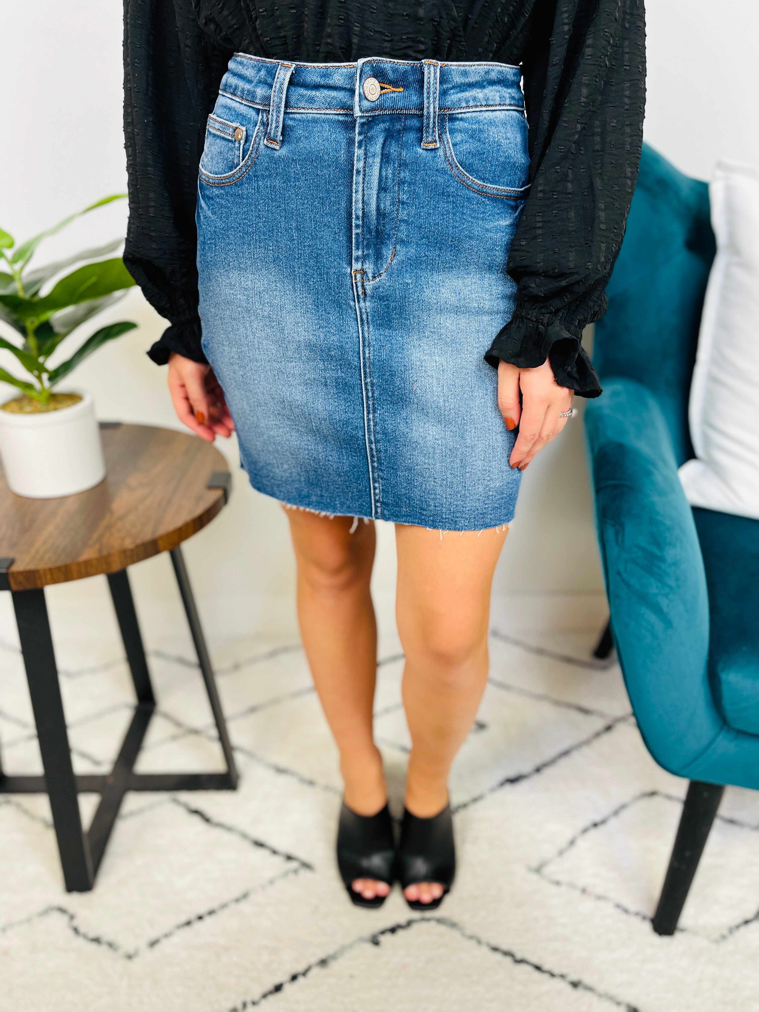 Plus/Reg I See You Looking Denim Skirt