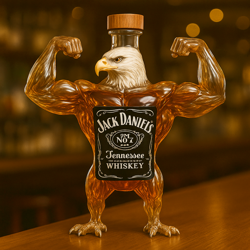 Bodybuilding Bald Eagle Whisky bottle
