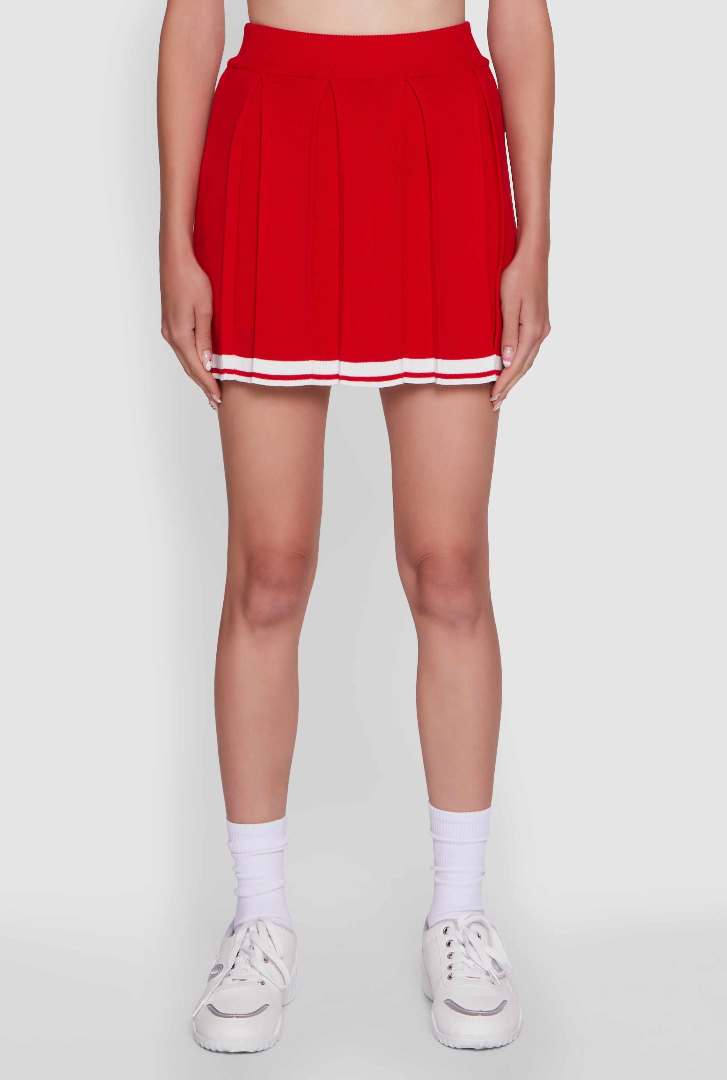 Daisy Varsity Stripe High Waisted Pleated Skirt