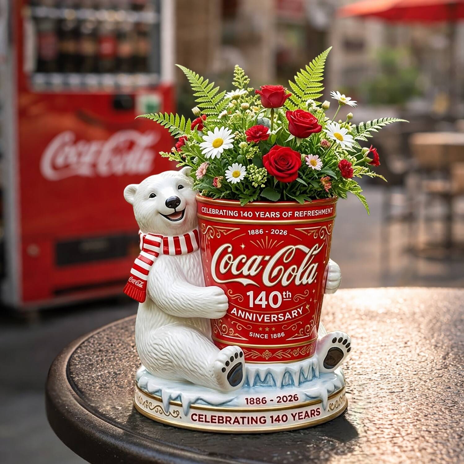 🥤Coca-Cola 140th Anniversary Polar Bear Planter