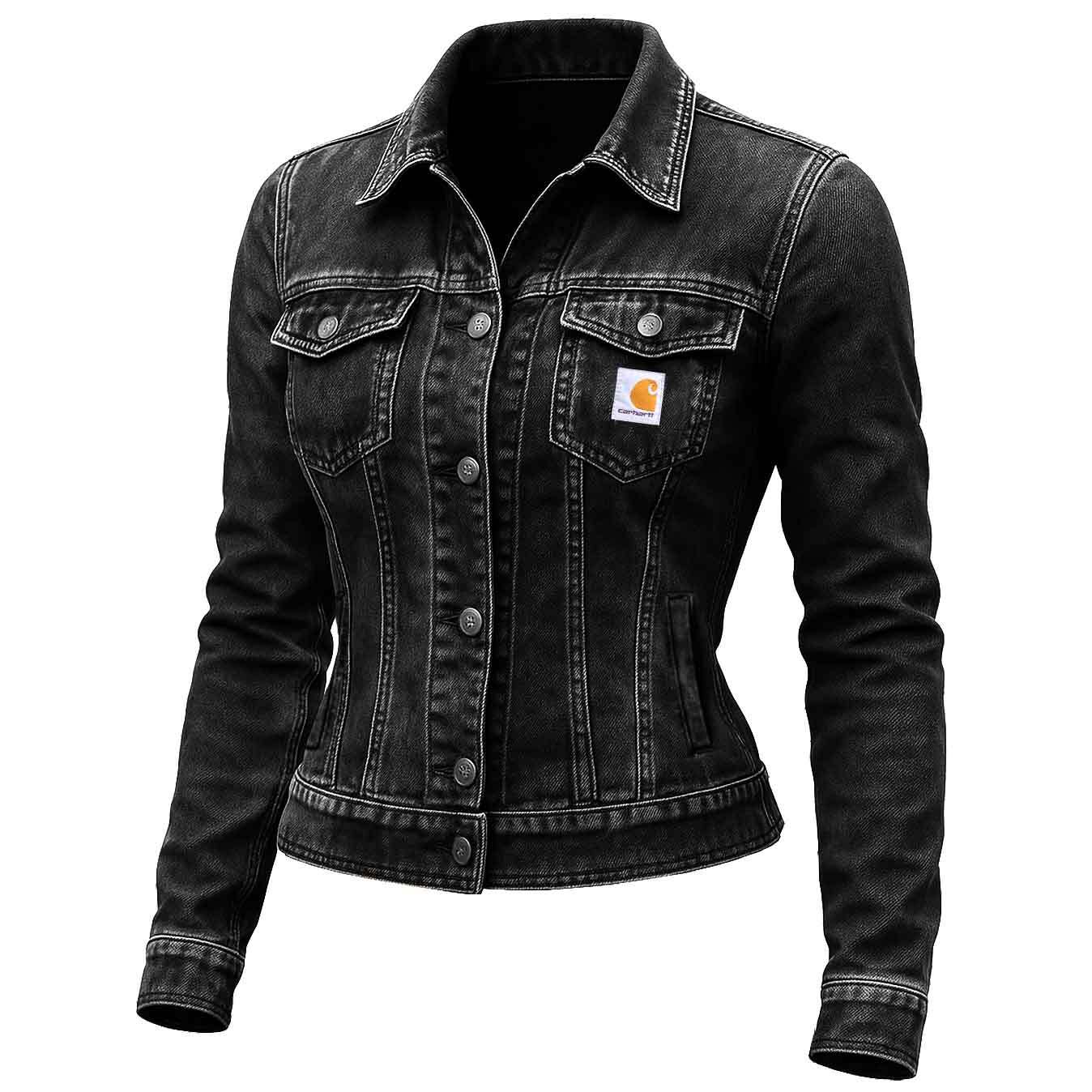 Women's Vintage Western Cowboy Multi-Pocket Distressed Lapel Outdoor Jacket-Black