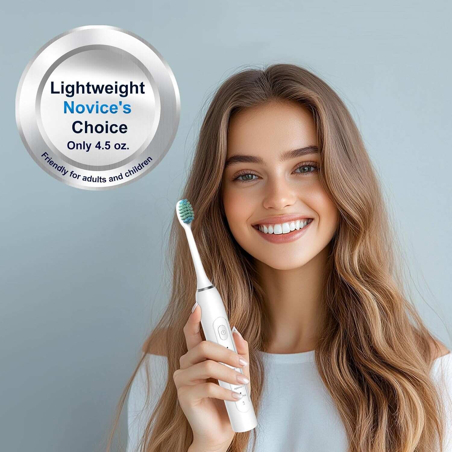 Waterproof Sonic Electric Toothbrush for Adults - 6 Modes with Pressure Sensor, Smart Timer，Rechargeable Toothbrushes with 4 Brush Heads,Whitening & Sensitive Teeth Care