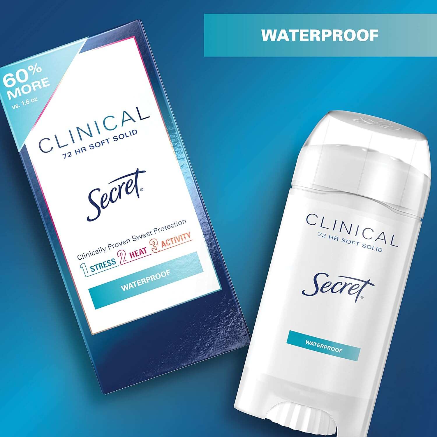 Secret Clinical Strength Antiperspirant and Deodorant Women, Soft Solid Stress Response, 72 Hr Sweat Protection, 1.6 oz (Pack of 3)