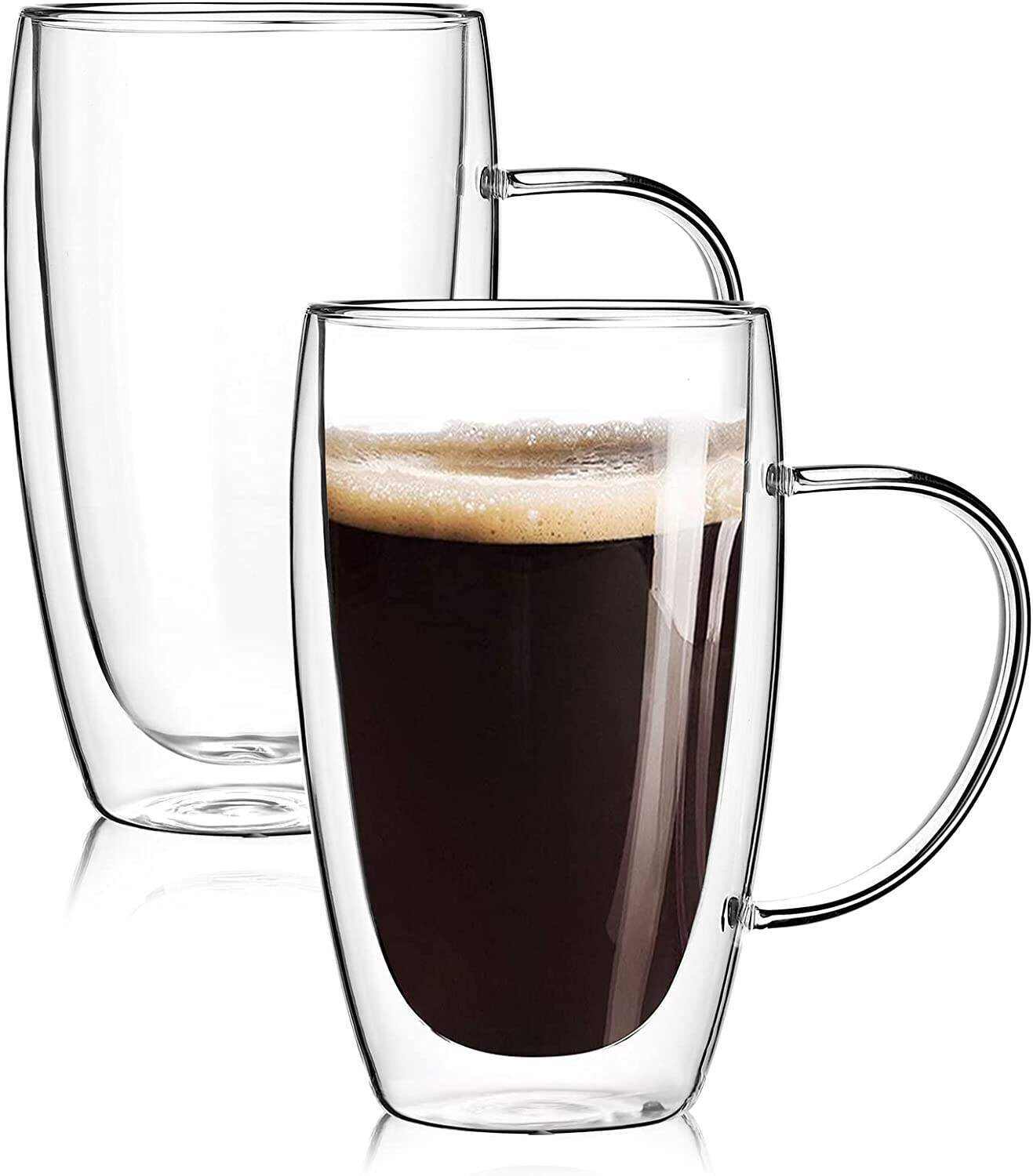 Espresso Cups With Handle,Espresso Shot Glasses,Clear Expresso Coffee Cups,Double Wall Insulated Espresso Mugs,Microwave Dishwasher Safe,Suit for Espresso Machine