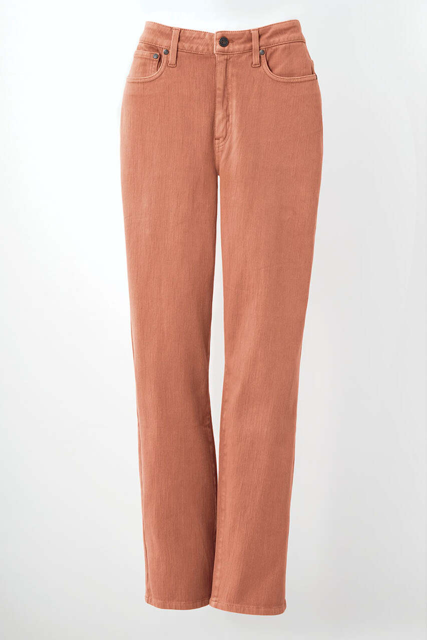 Knit Denim High Rise Straight-Leg Jeans