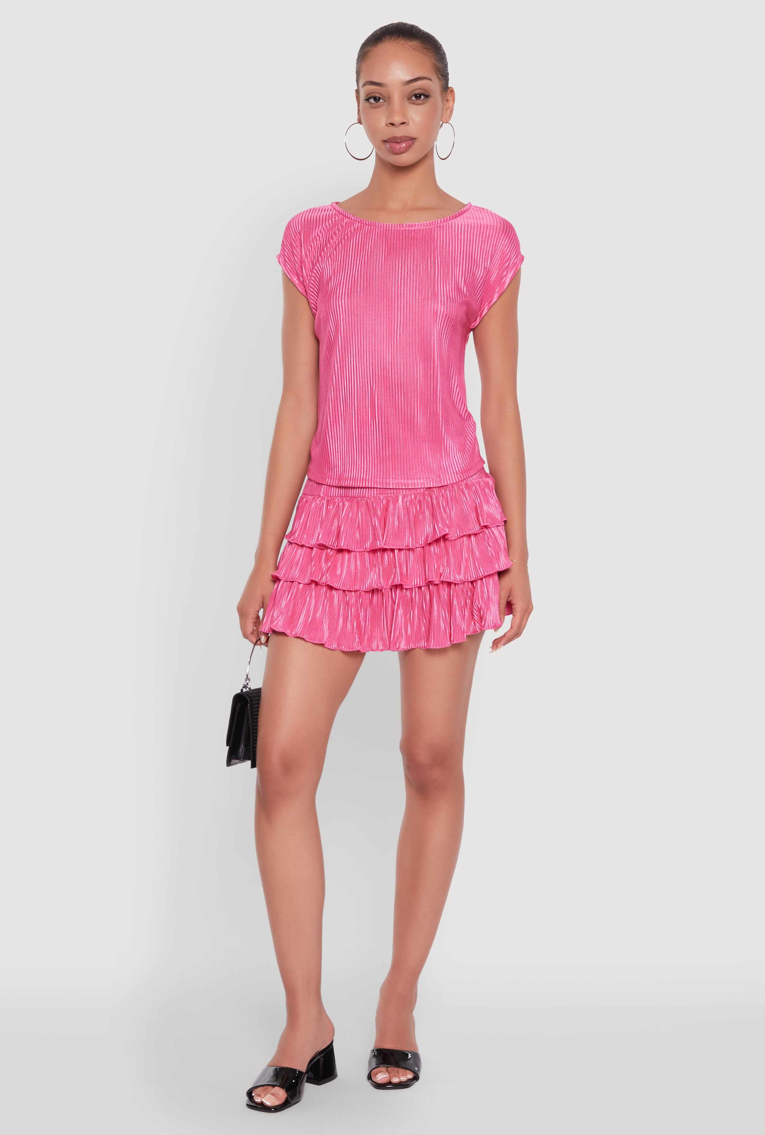 Plisse High Neck Cap Sleeve Top