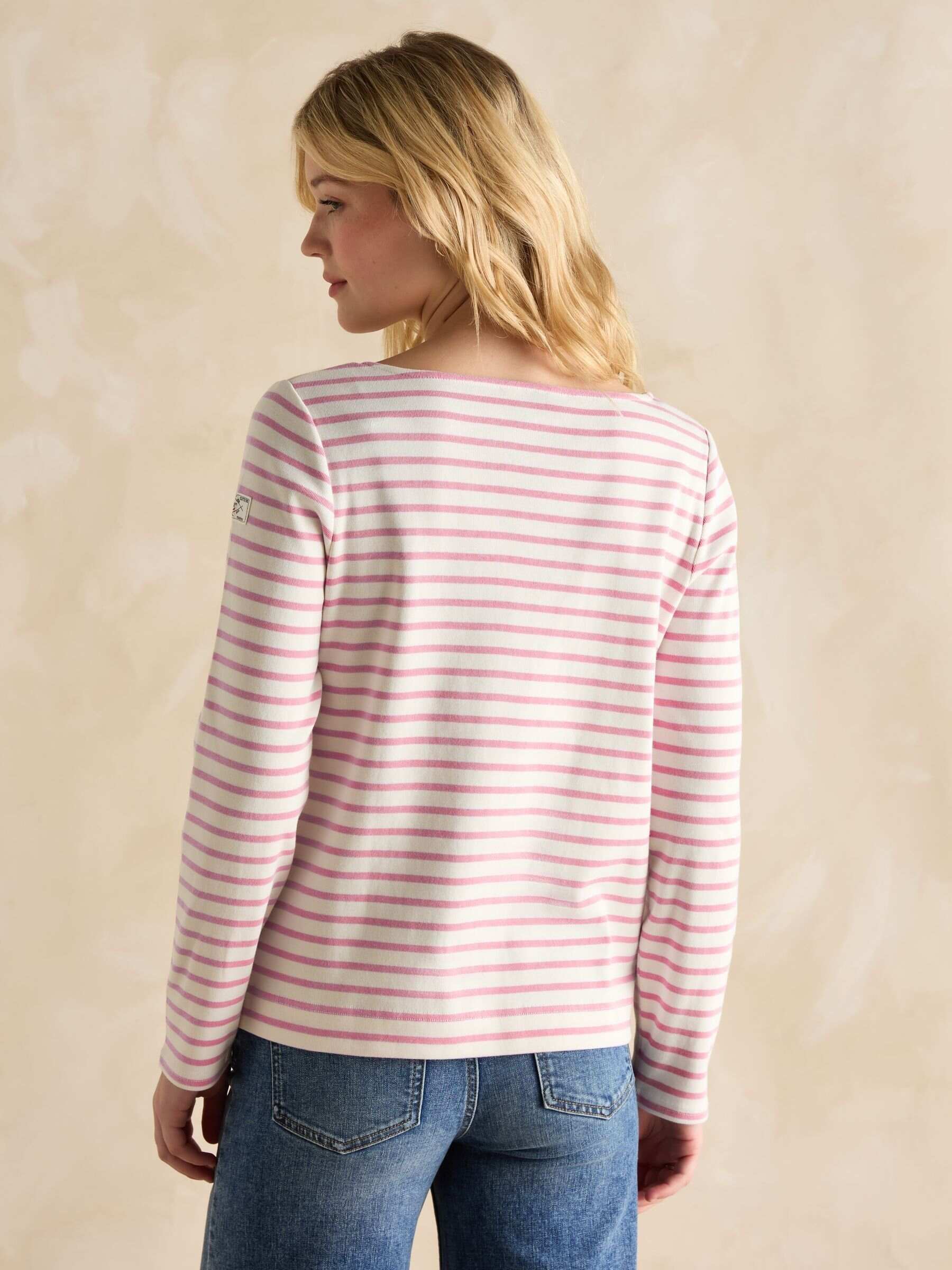 Harbour Lilac/White Boat Neck 100% Cotton Breton Top