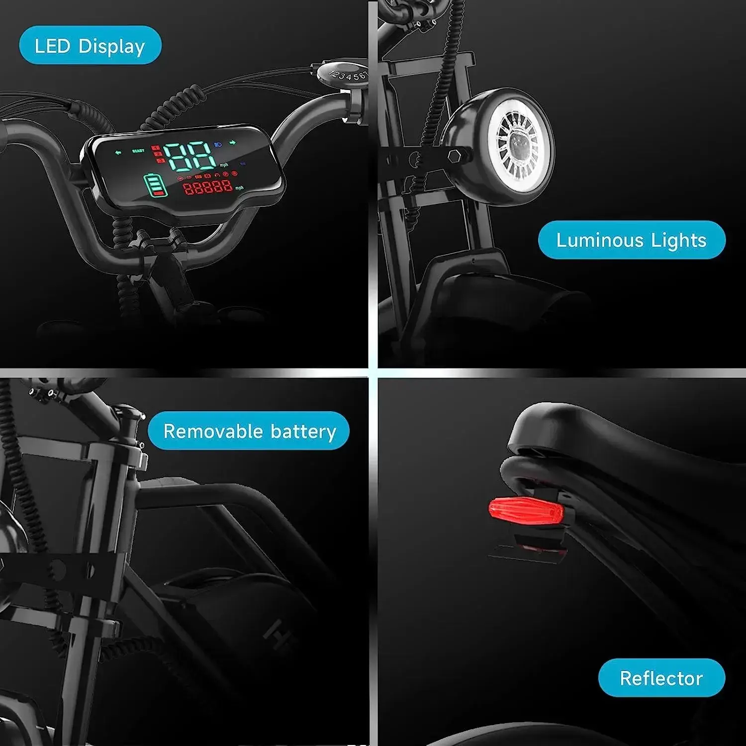 Electric Bike for Adults, Ebike 1500W/48V/18Ah, Tank 20