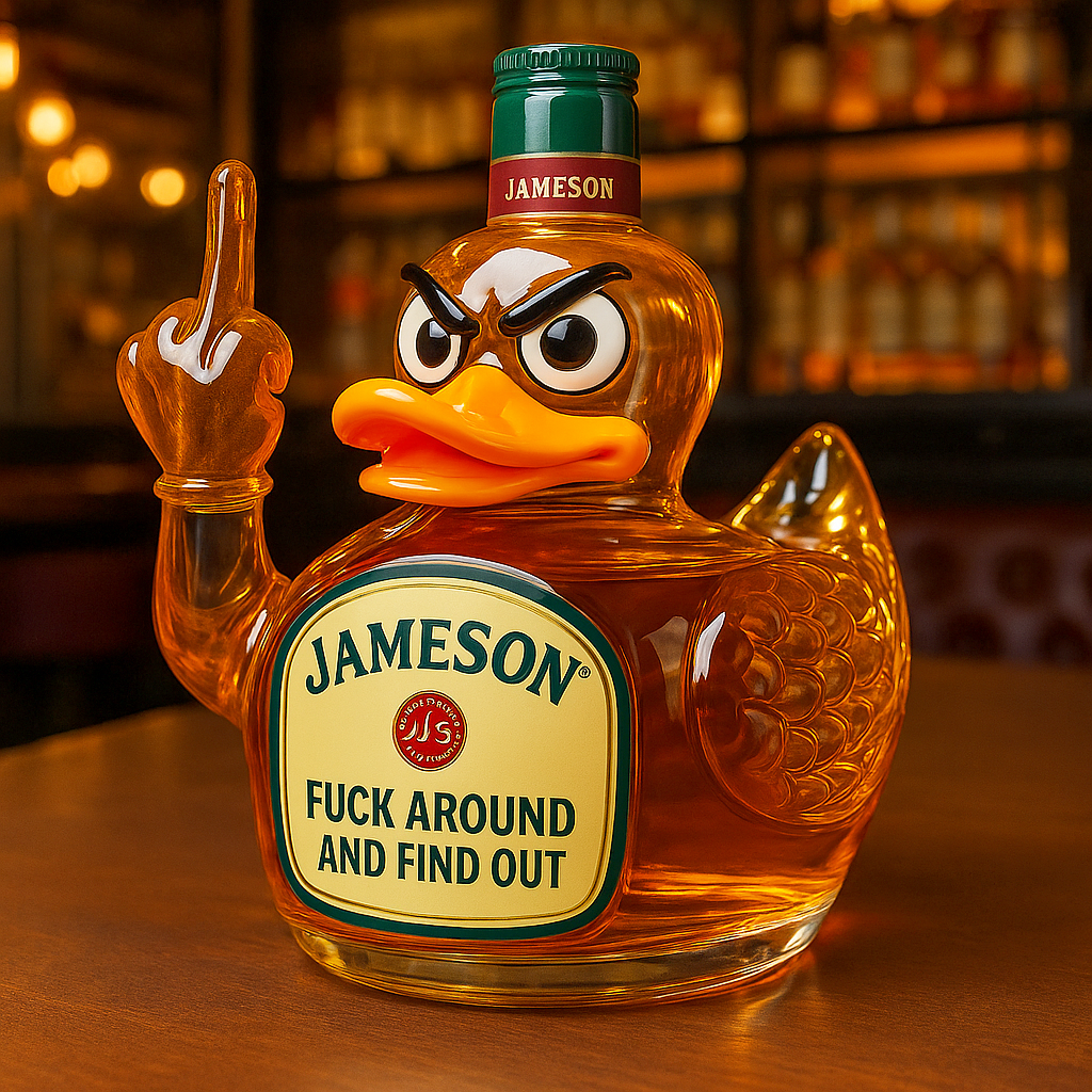 Swear Middle Finger Duck Whiskey Bottle