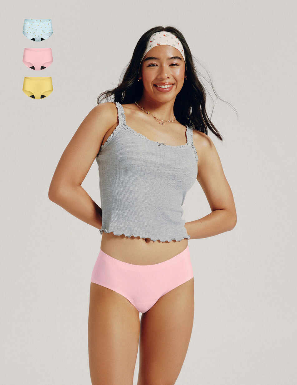 Teen Light Leakproof No-Show Underwear Boyshort 3-Pack