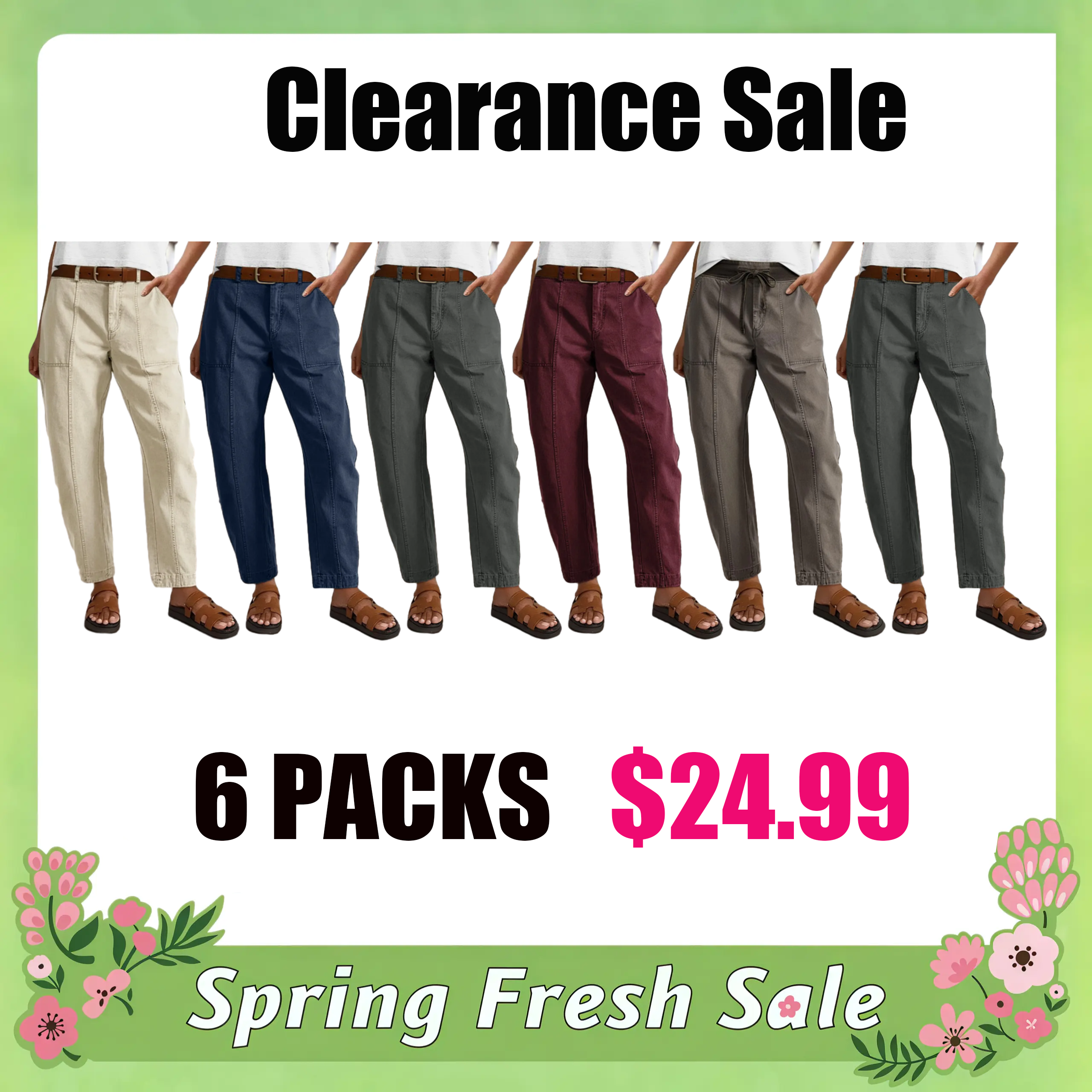 🔥 Last Day For Clearance！ !10 packs only $32!Solid Stitch Detail Mid Waist Barrel Leg Pants Without Belt