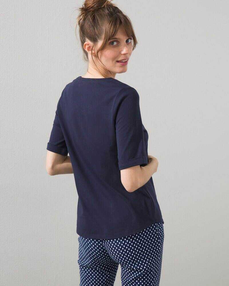Bon Voyage Scoop Neck Tee Classic Navy
