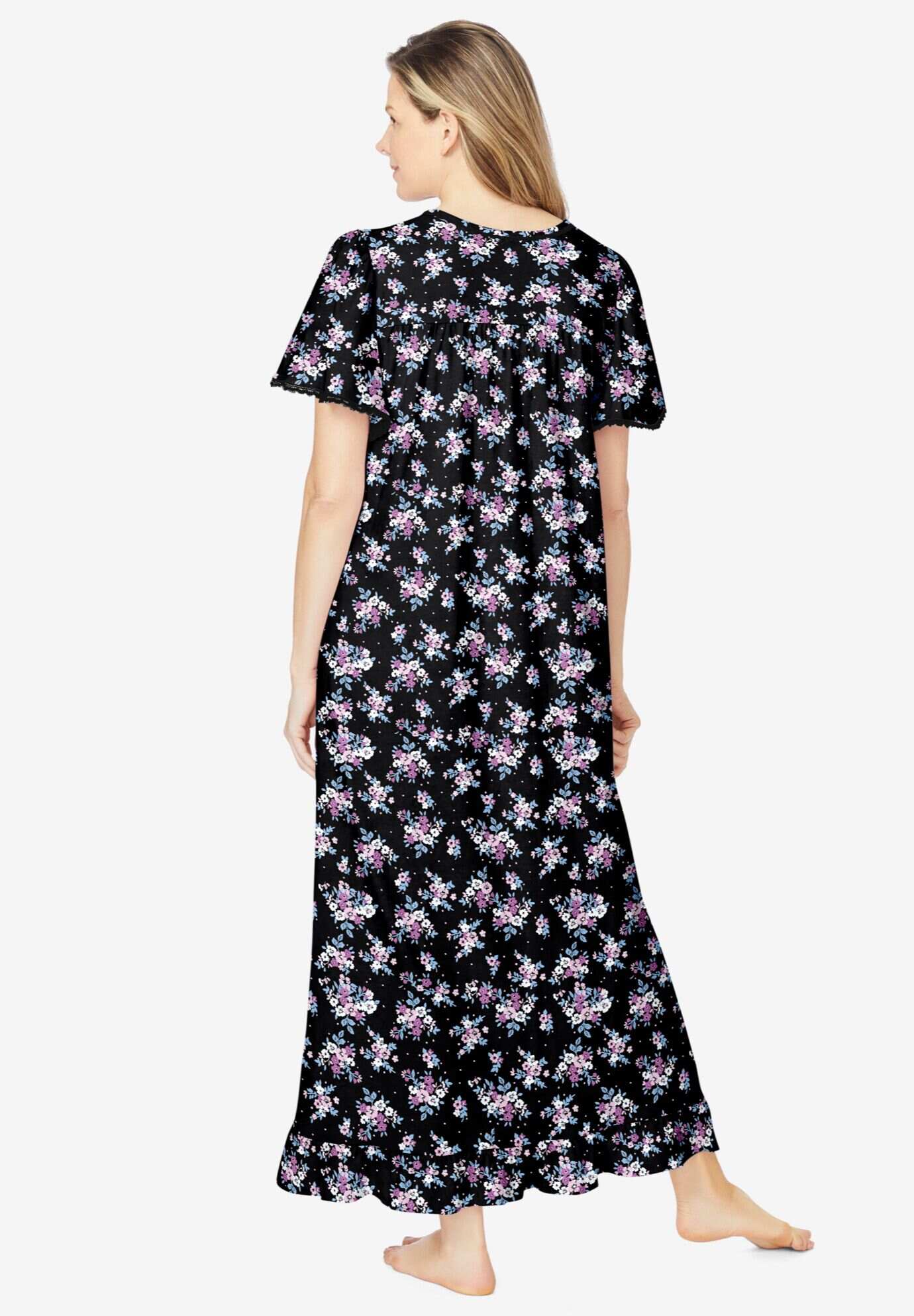 Long Floral Print Cotton Gown