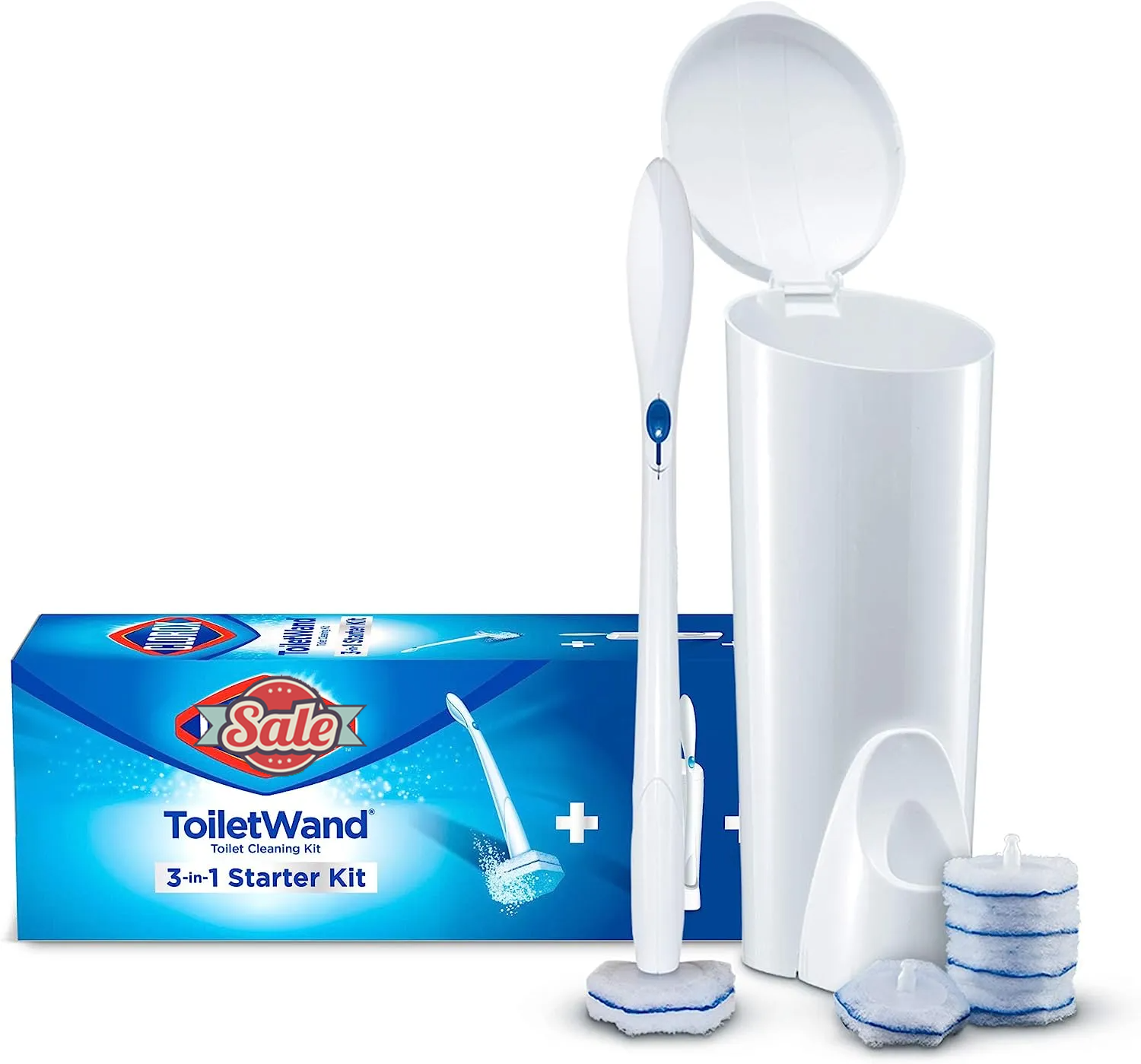 Clorox ToiletWand Disposable Toilet Cleaning Kit, Toilet Brush, Toilet and Bathroom Cleaning System with Storage Caddy and 6 Disinfecting ToiletWand Refill Heads (Package May Vary)