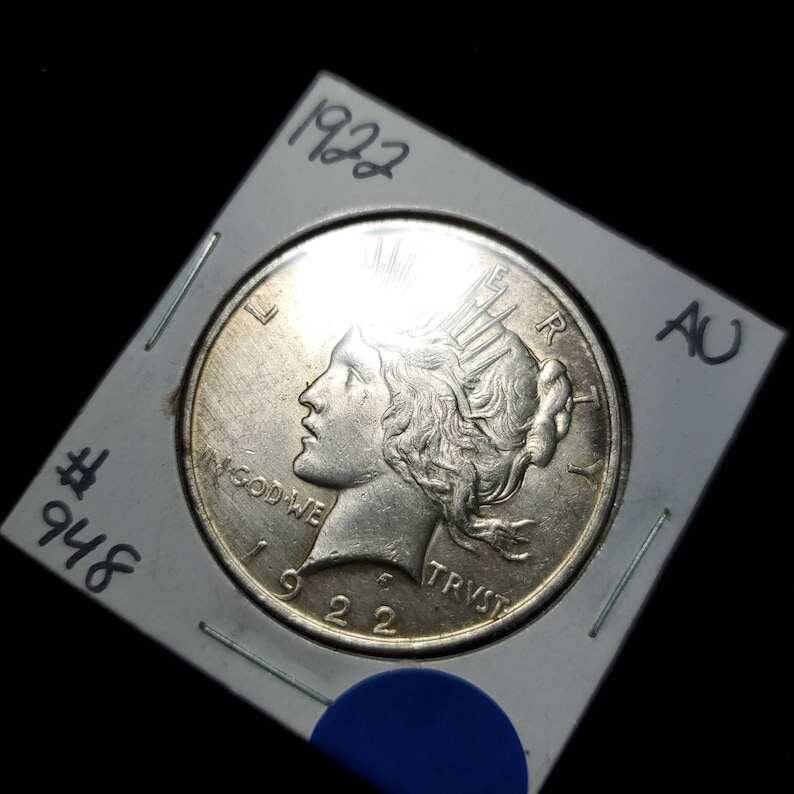 1922 Silver Peace Dollar AU -  Lot#948