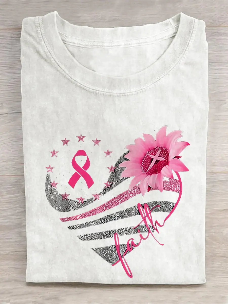 Pink Ribbon Breast Cancer Faith T-shirt