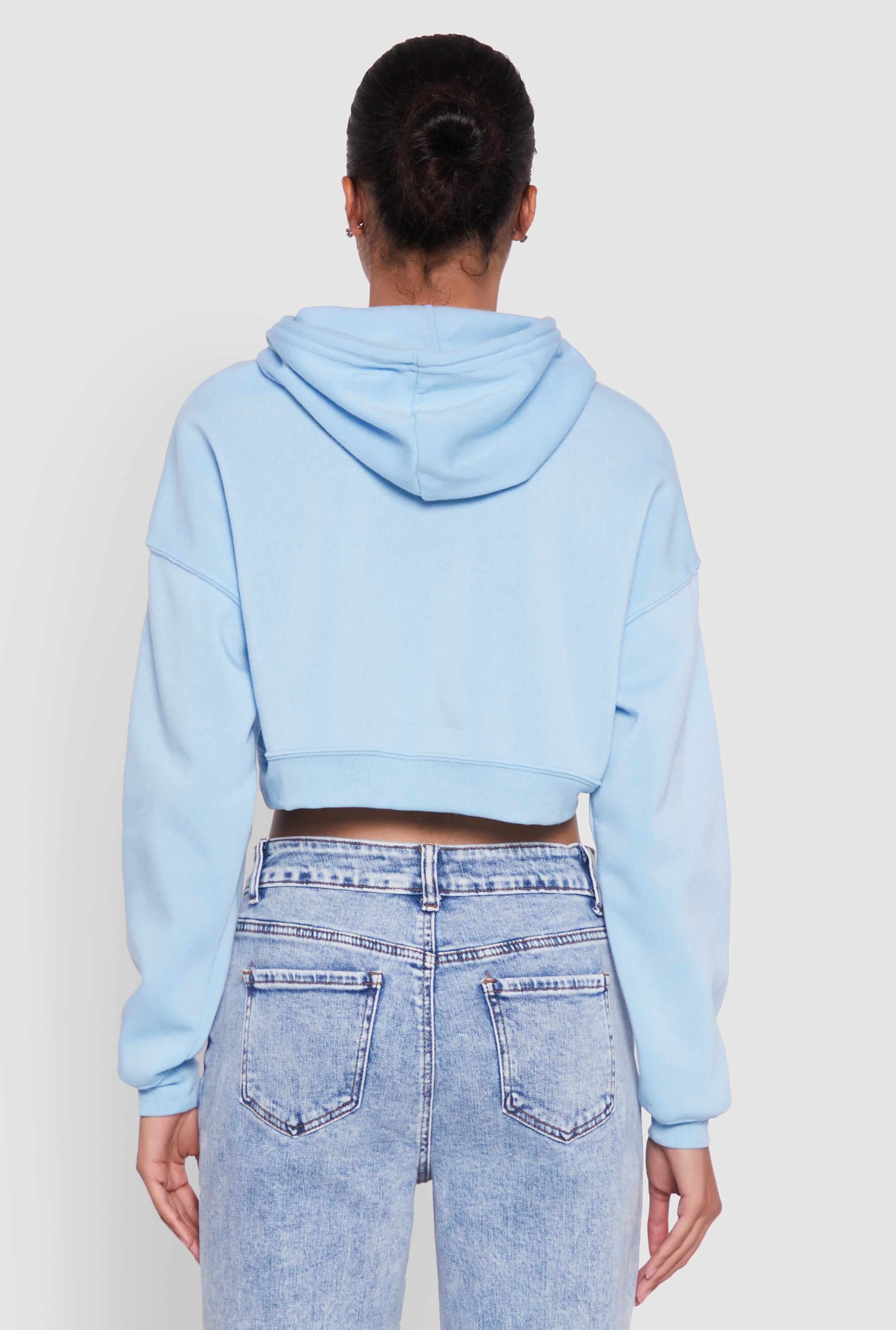 Fleece Graphic Cropped Pullover Hoodie