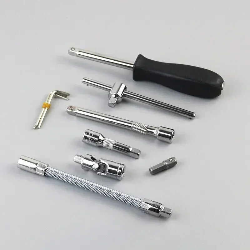 46-Piece Car Repair Tool Kit - Professional Mechanic Socket & Ratchet Set