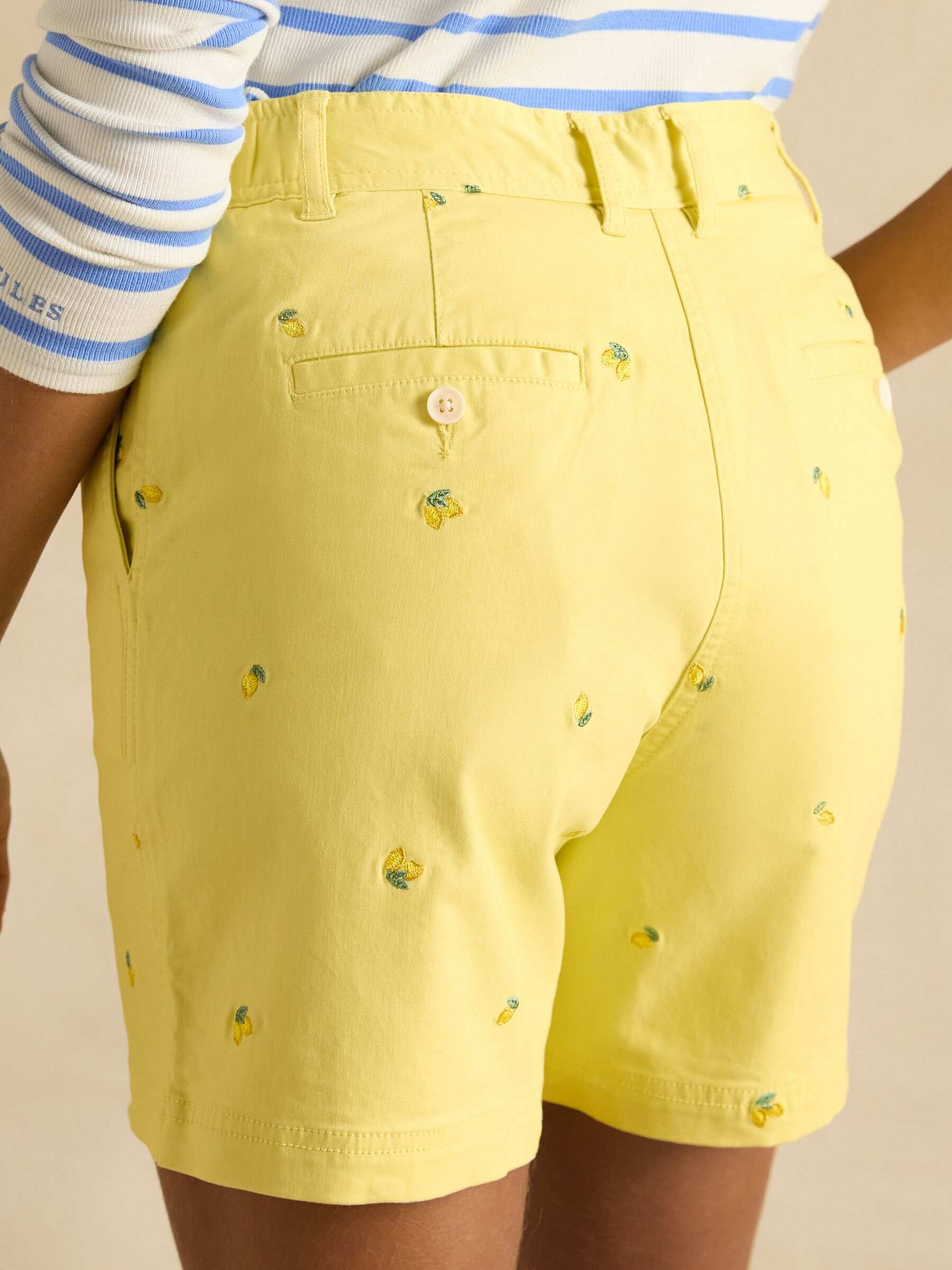 Yellow Lemon Embroidered Chino Shorts