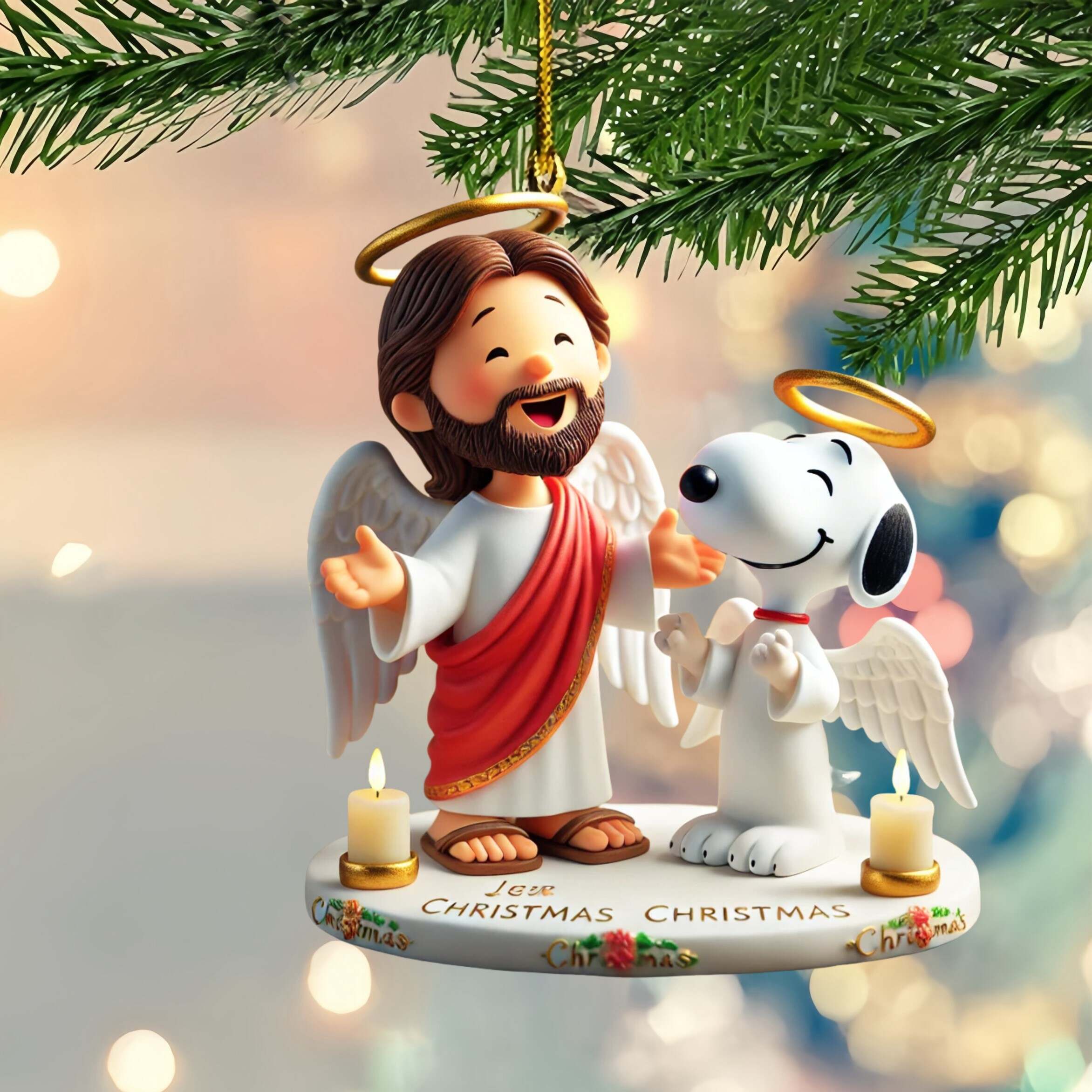 Jesus & Snooopy Christmas Friendship Ornaments