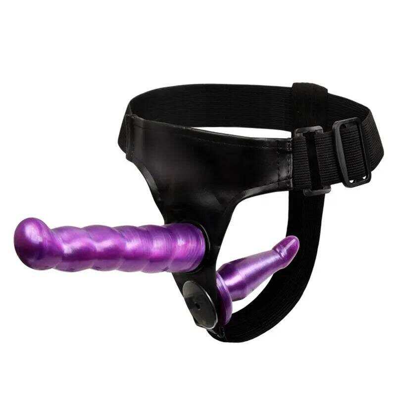Double Penis Realistic Dildo Vibrator: Ultra Elastic Strap-On Harness for Women - Adult Sex Toy for Lesbians