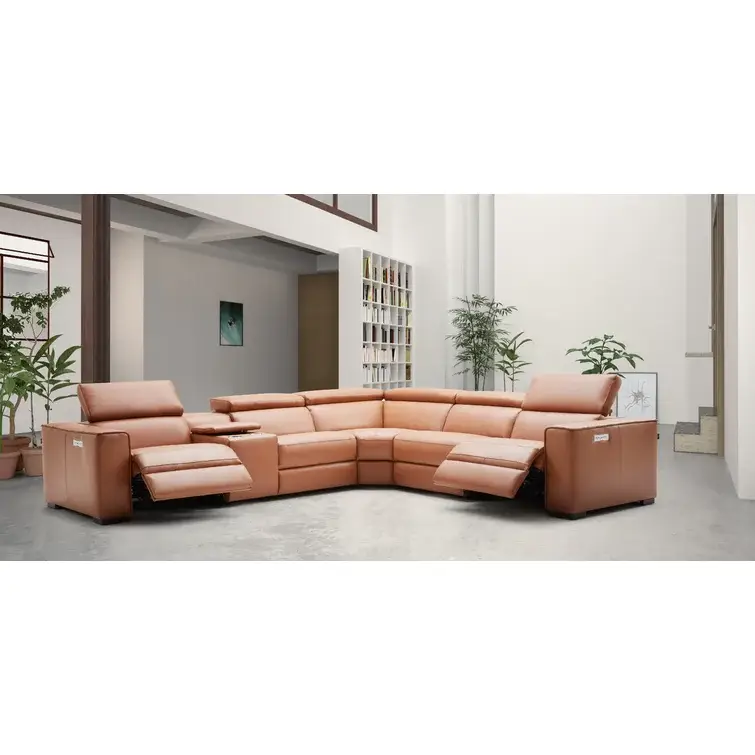 Graddy 6 - Piece Leather Power Reclining Sectional