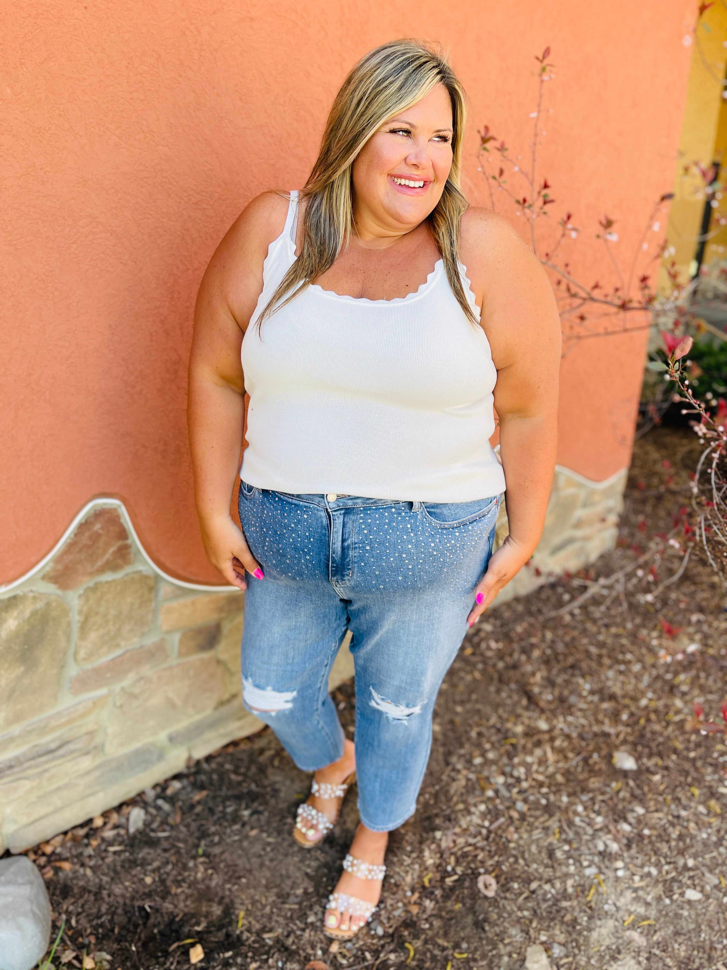 REG/CURVY Shine Bright Like a Diamond Rhinestone Straight Jeans
