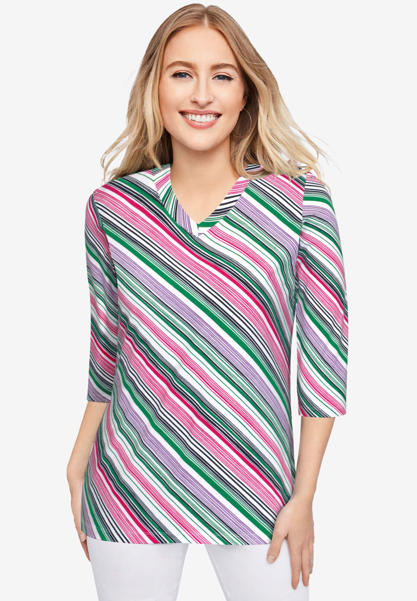 Stretch Cotton V-Neck Tee