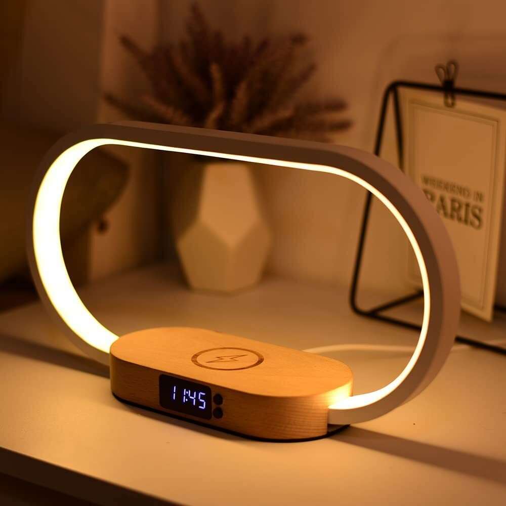 LED Desk Lamp Table Lamp Multifunctional Desk Lamp, Lamp With USB Port Charging, Wireless Charger, Night Light For Bedroom, Nightstand Lamp With Clock
