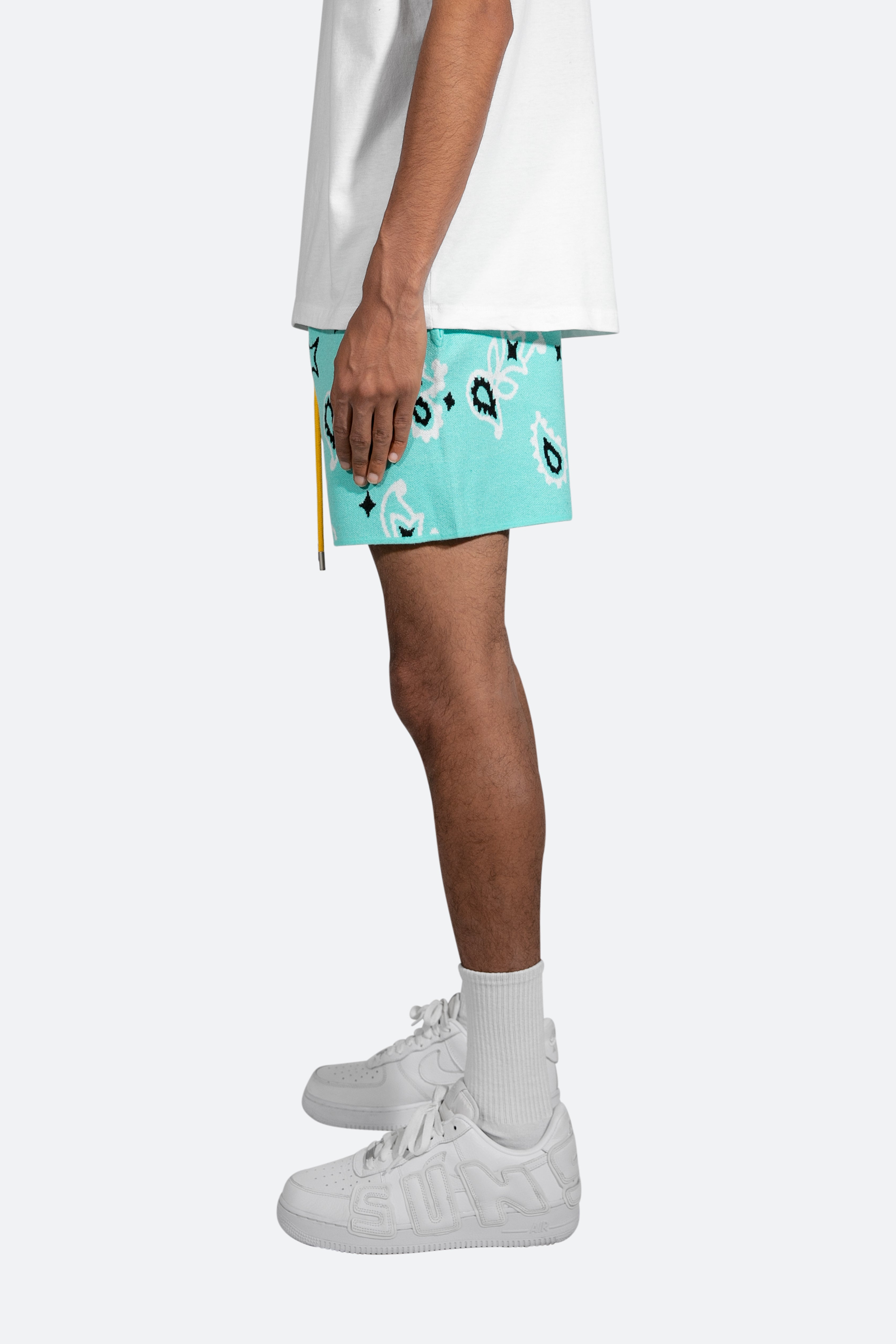 Paisley Knit Shorts - Teal