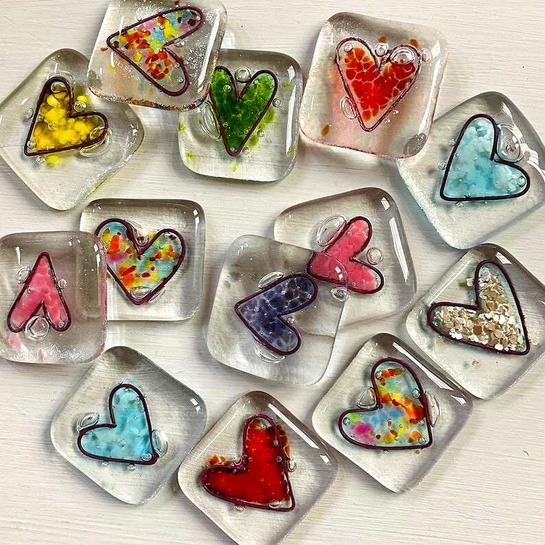 Fused Glass Heart Pocket Token