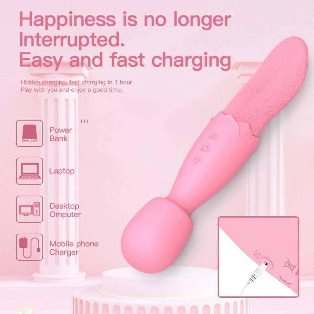 Powerful AV Vibrator Dildos Real Tongue Licking for Women 10 Modes Clitoris Stimulator G Spot Vagina Massager Sex Toys for Woman