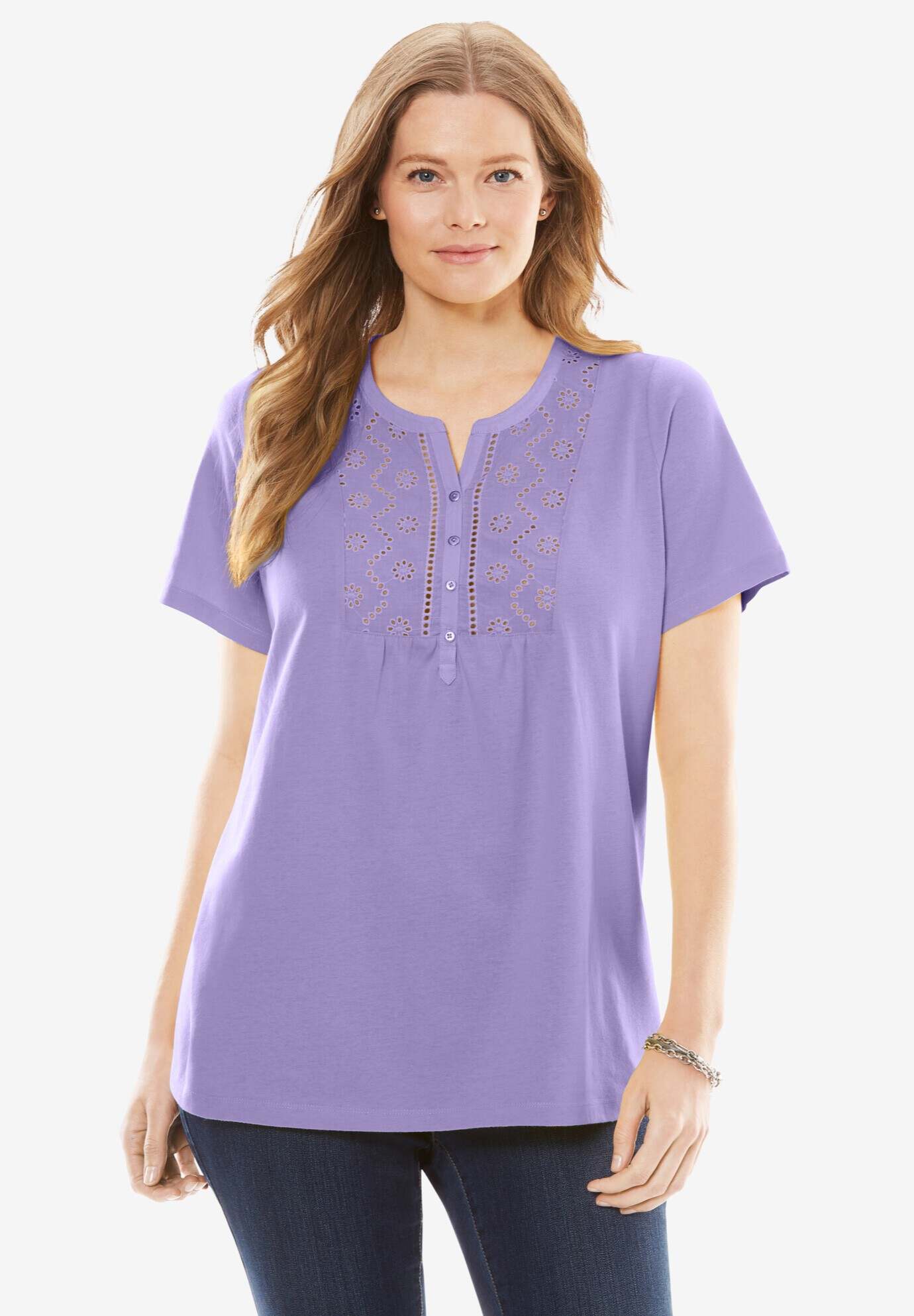 Eyelet Henley Tee