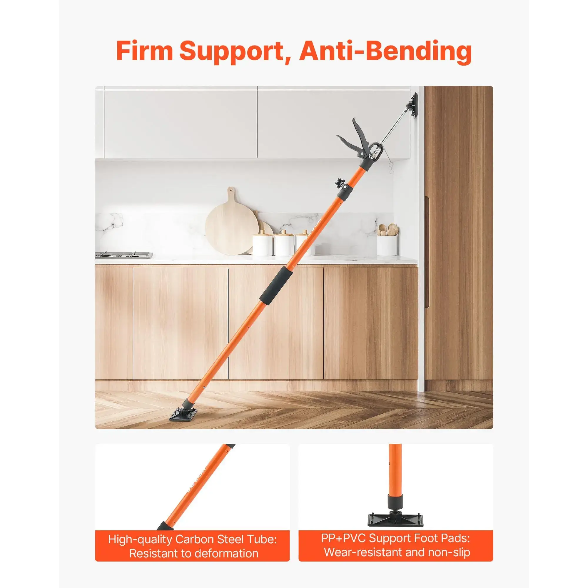 2-Pack Cabinet Jack Support Pole, Steel Telescopic Adjustable 3rd Hand System with Carry Bag, 45.7-114.2 in Adjustable Angle Weight Support Rod, 154 lbs Capacity for Cabinet Installation, Drywall Lifting