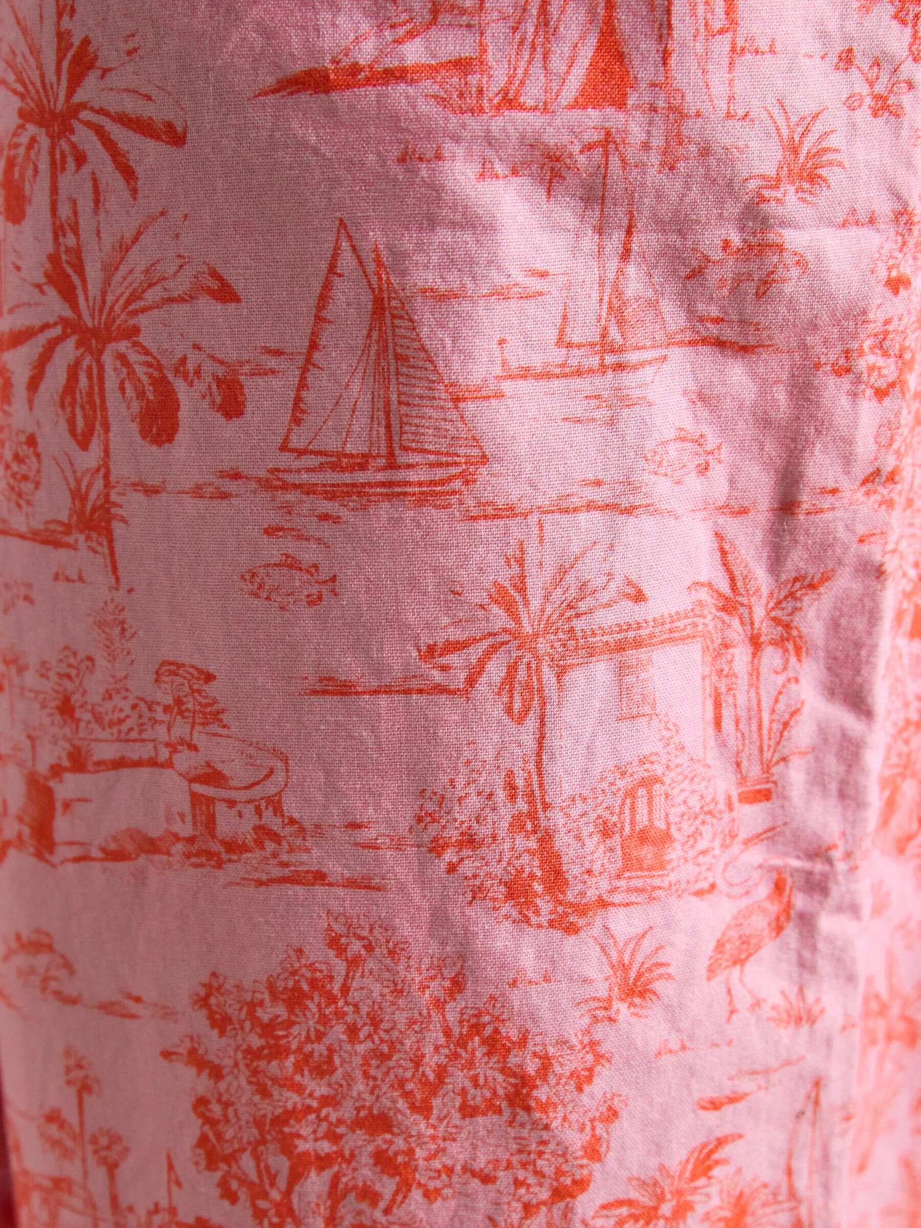 Hallie Pink Toile de Jouy Pull-On Cotton Trousers