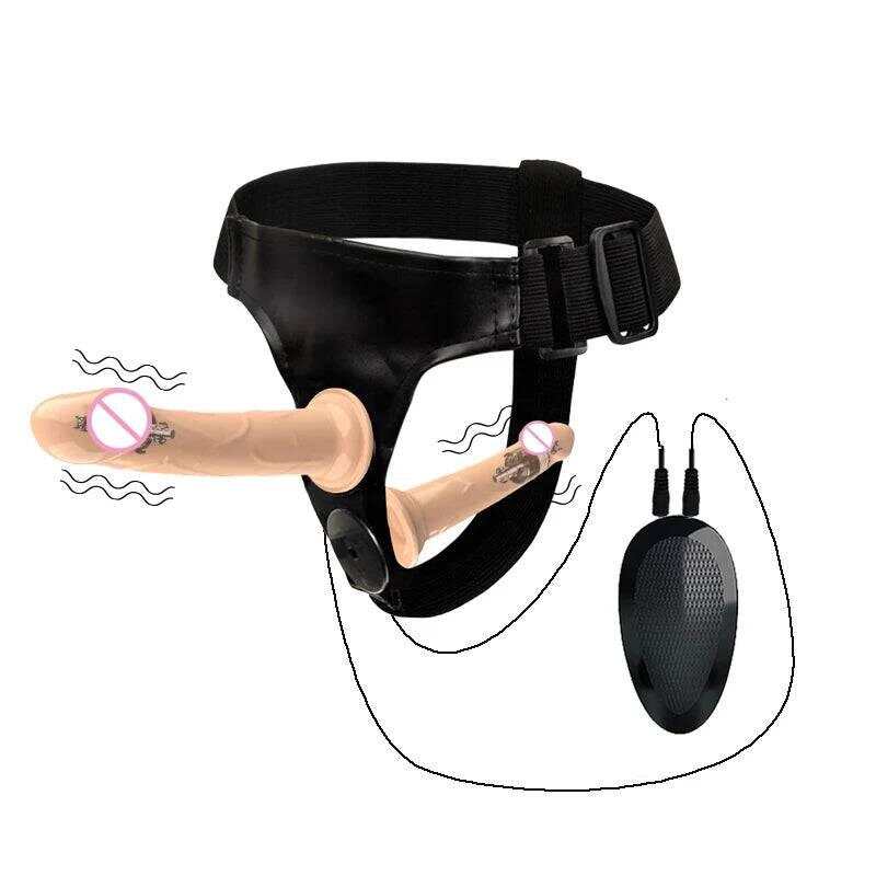 Double Penis Realistic Dildo Vibrator: Ultra Elastic Strap-On Harness for Women - Adult Sex Toy for Lesbians