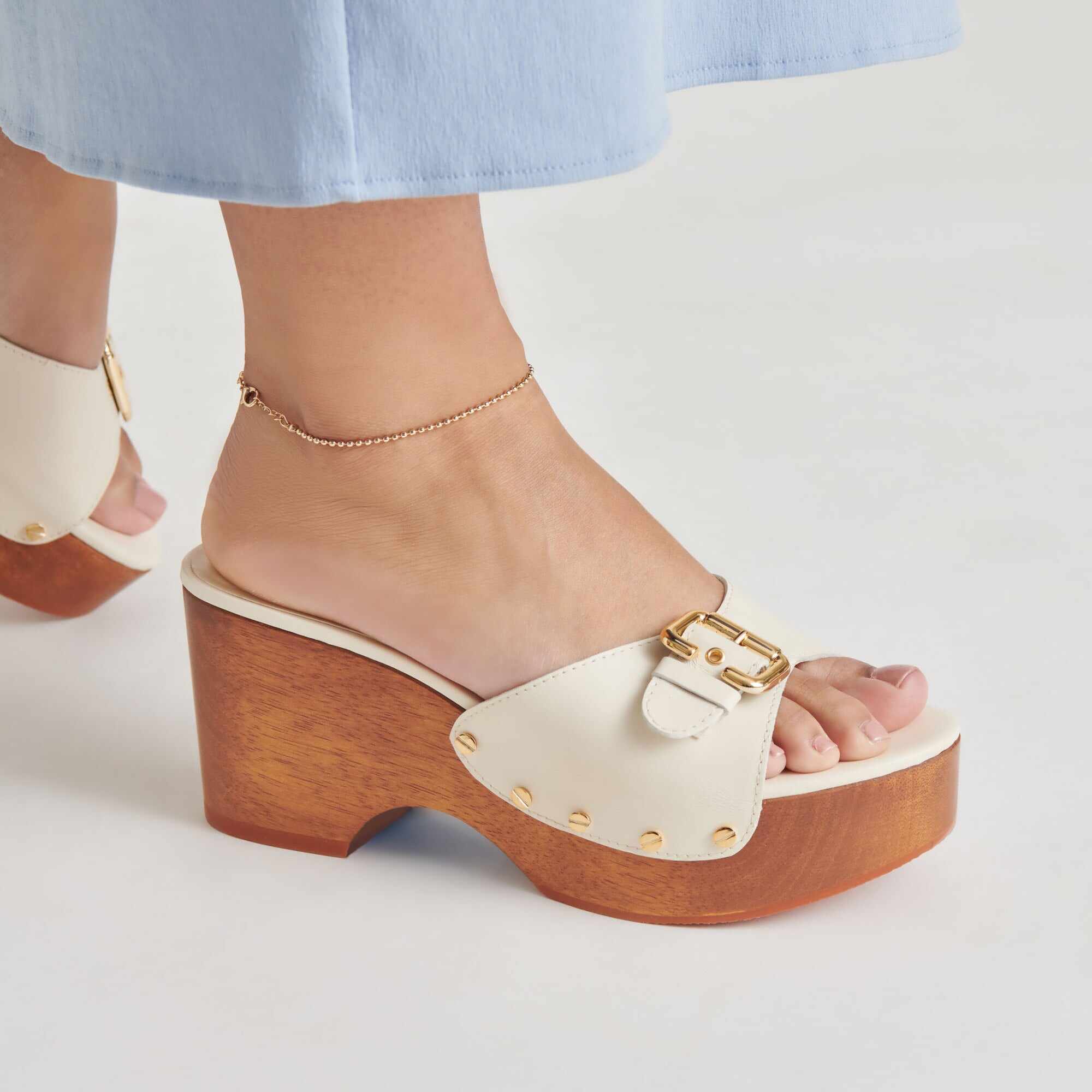 YALAH HEELS OFF WHITE LEATHER