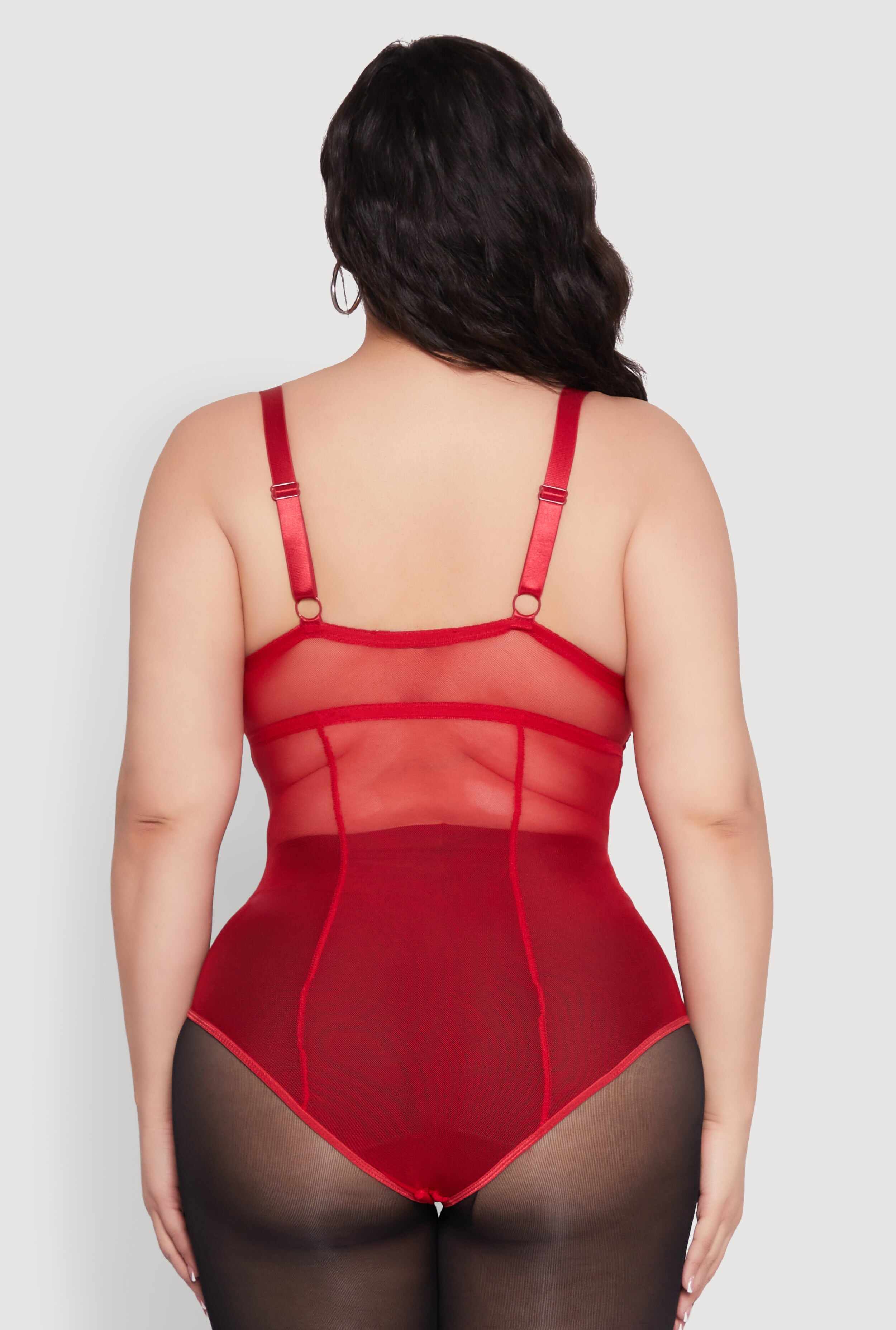 Plus Size Lace Detail Bustier Bodysuit