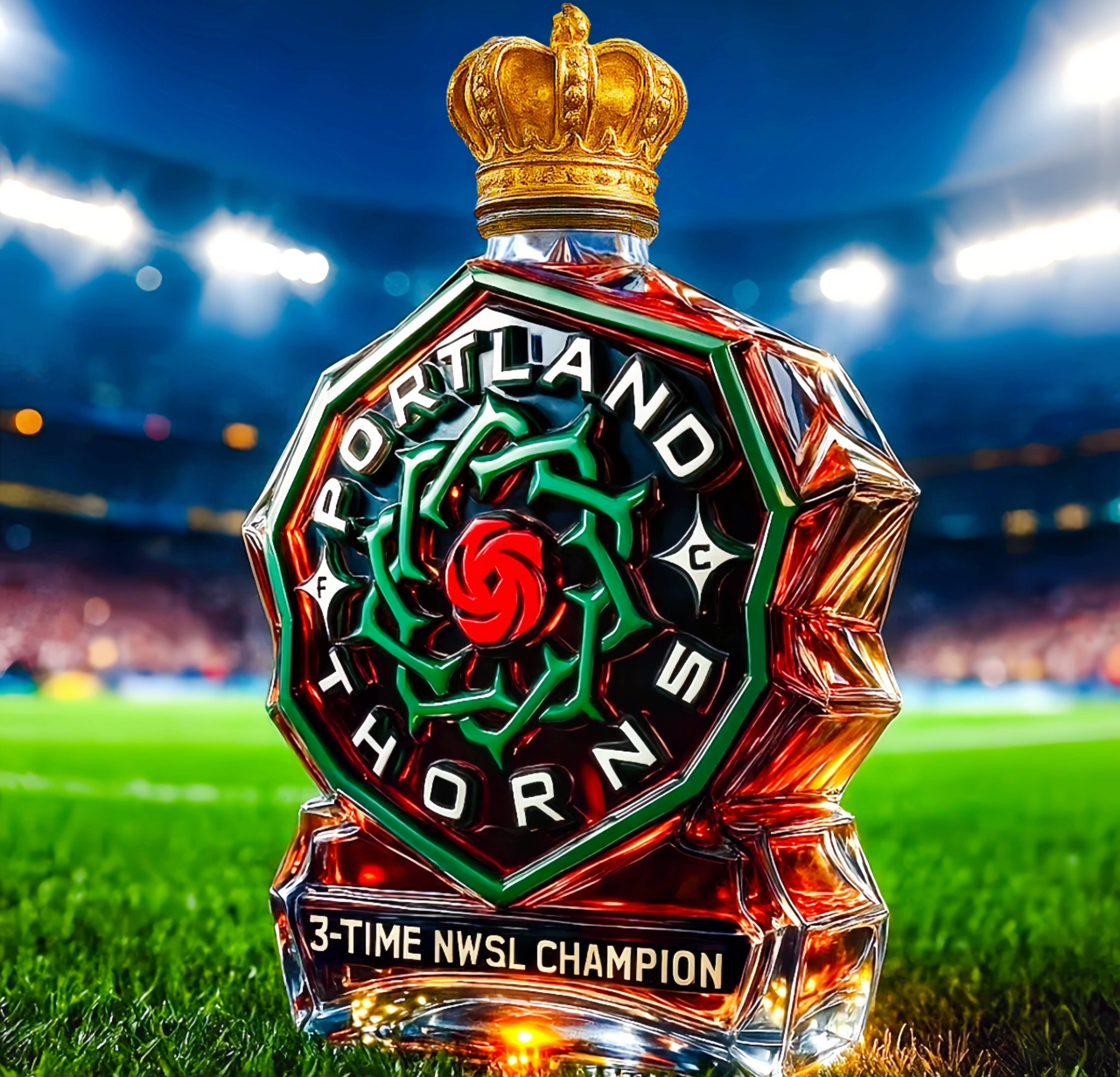Portland Thorns FC 3-time NWSL champion whiskey bottle