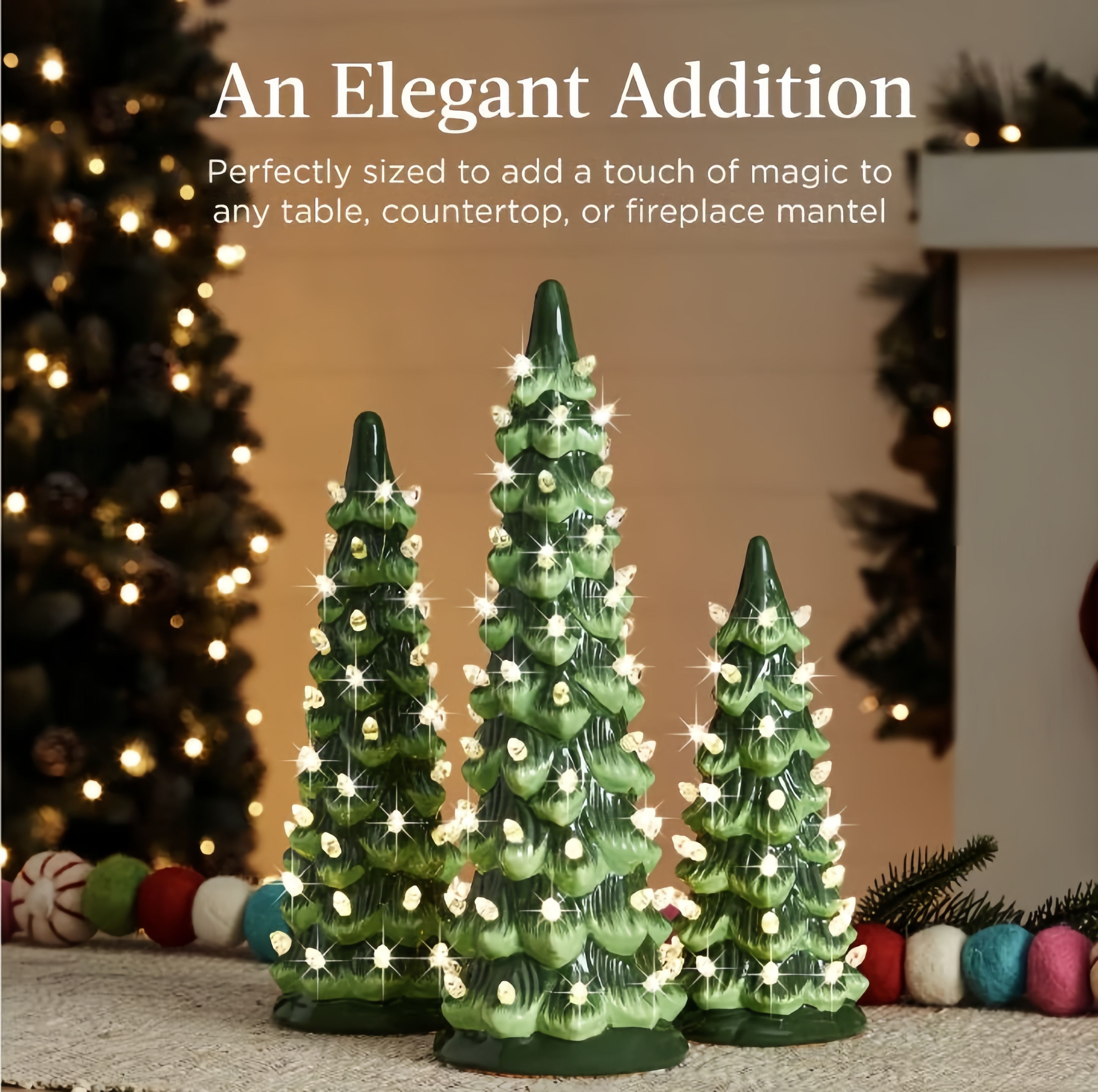 HOT SALE – 49% OFF🎁🎄Retro Hand-Painted Tabletop Christmas Trees with Timer (⏰Limited Quantities Available)