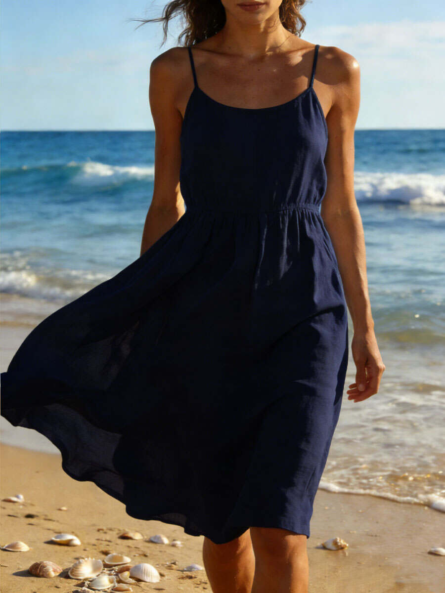 🔥Summer Arrivals🌟Women's Long Cotton And Linen Suspender Dress