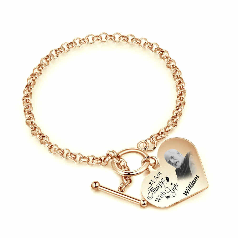 National Parents' Day❤Personalized Engraved Heart Bracelet I'm Always With You - Memorial Gift For Family, Friend