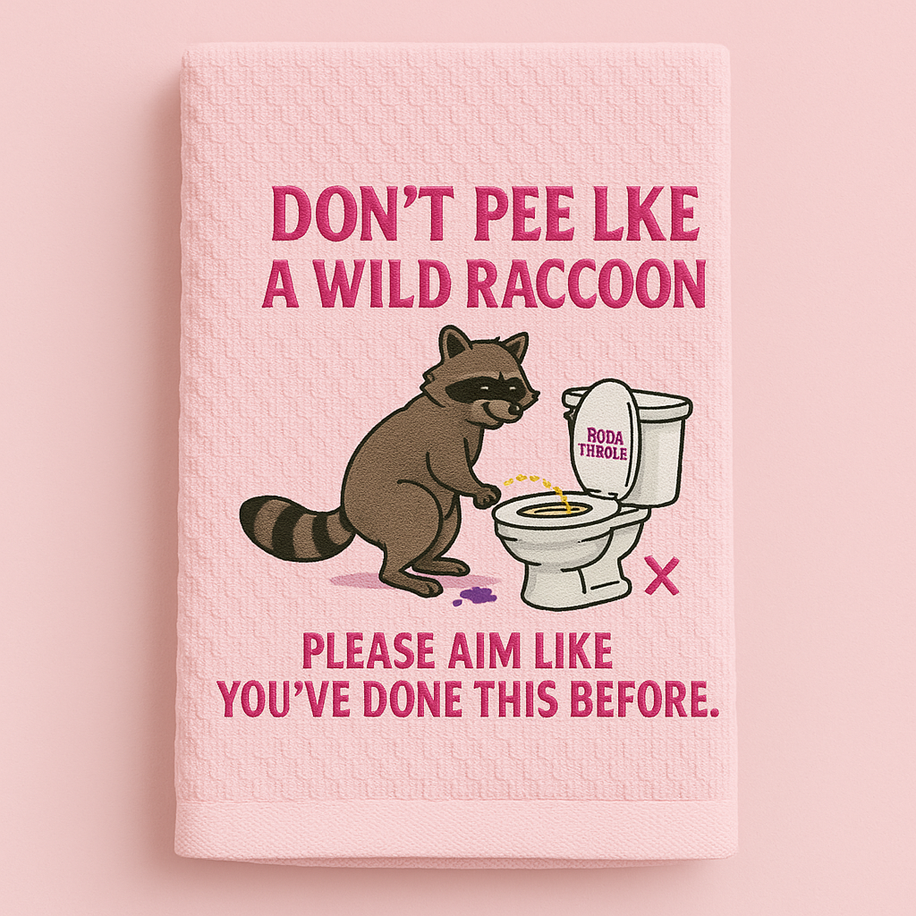 🦝🚽Wild Raccoon Bathroom Etiquette Towel