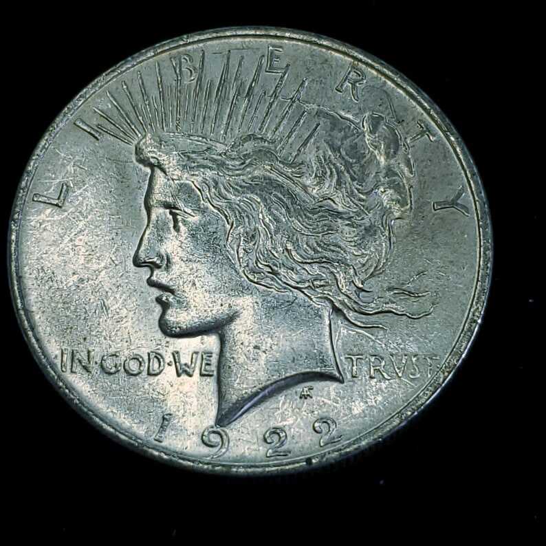 1922 Silver Peace Dollar Coin - AU / BU !  Lot# 967