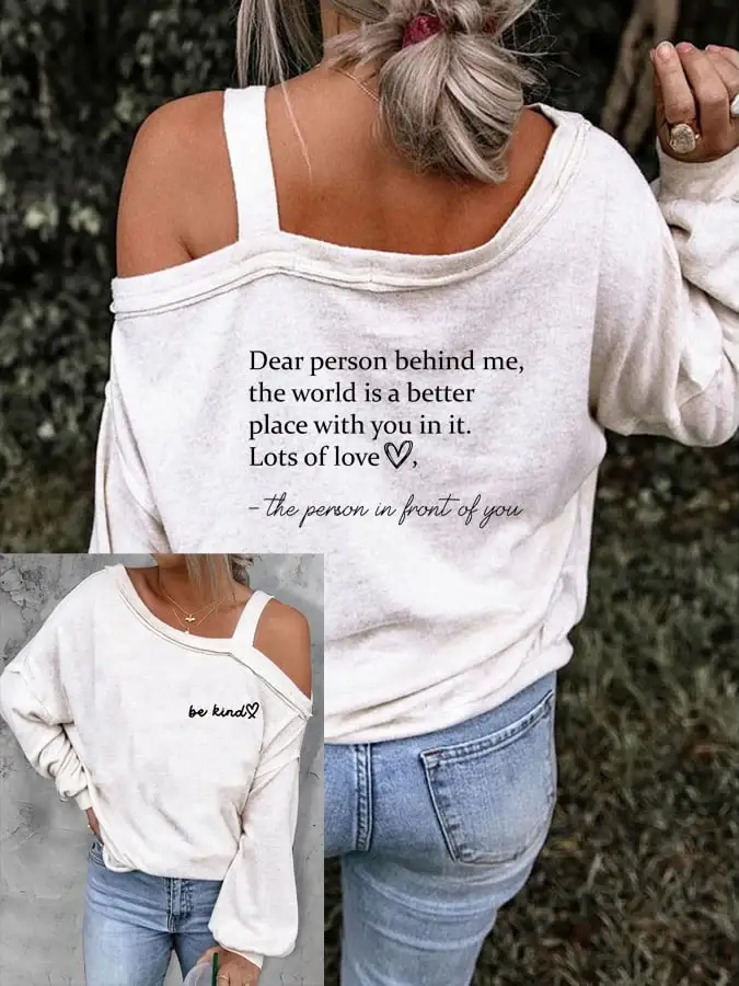 Women's Be Kind The World Is A Better Place With You In It Print Casual Balloon Sleeve T-Shirt