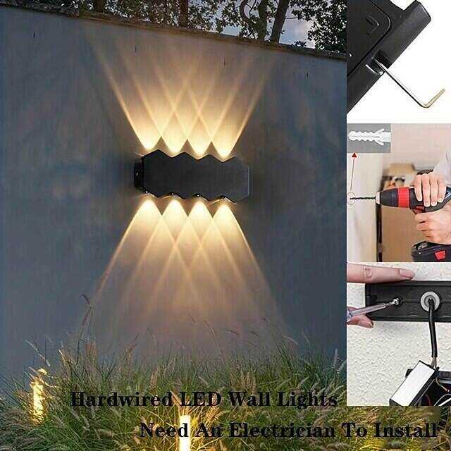 LED Wall Light 4/6/8 3 Color Light 2/3/4 Head IP65 Waterproof Wall Lighting 110-240V